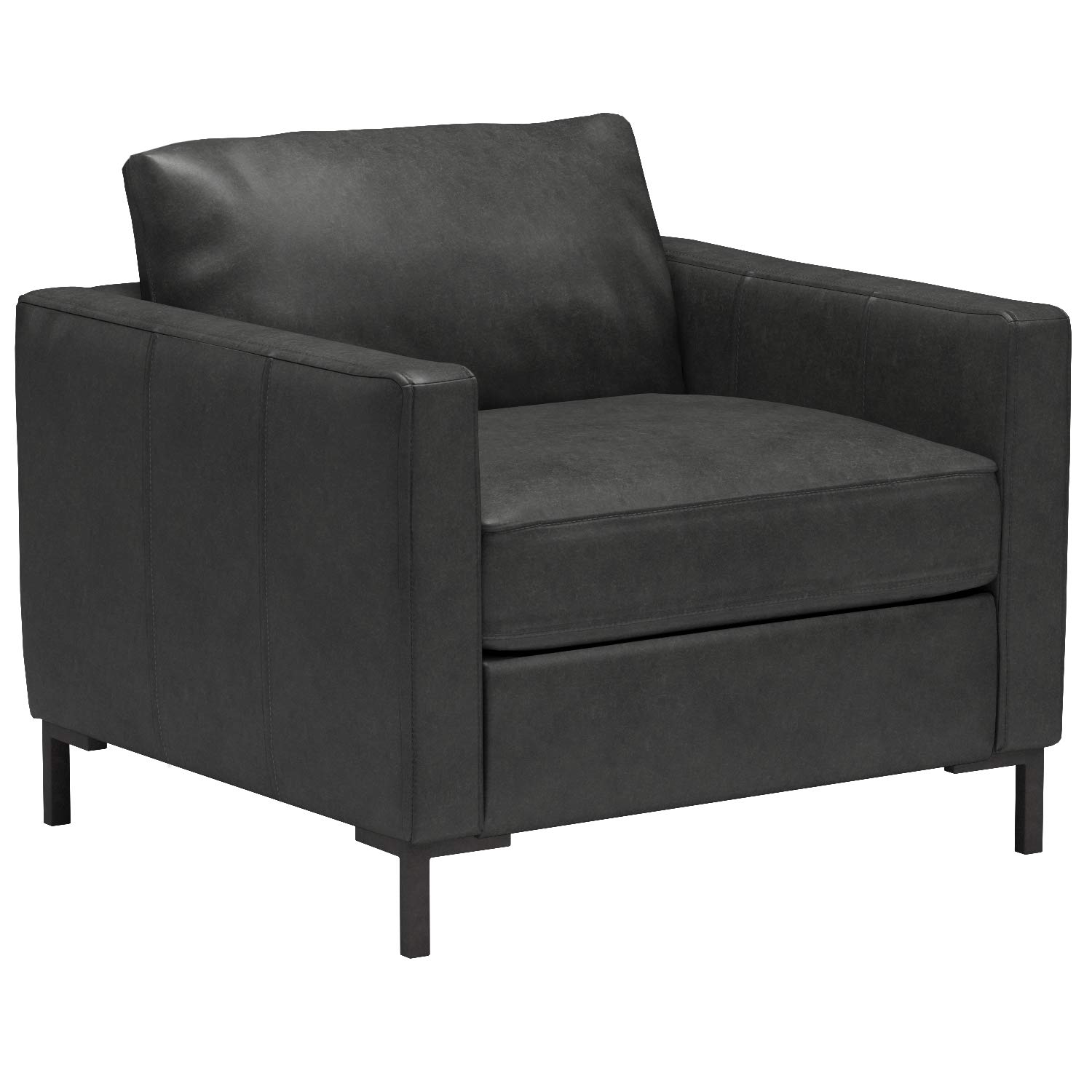 Amazon Brand – Rivet Edgewest Modern Chair, Leather, 34"W, Charcoal