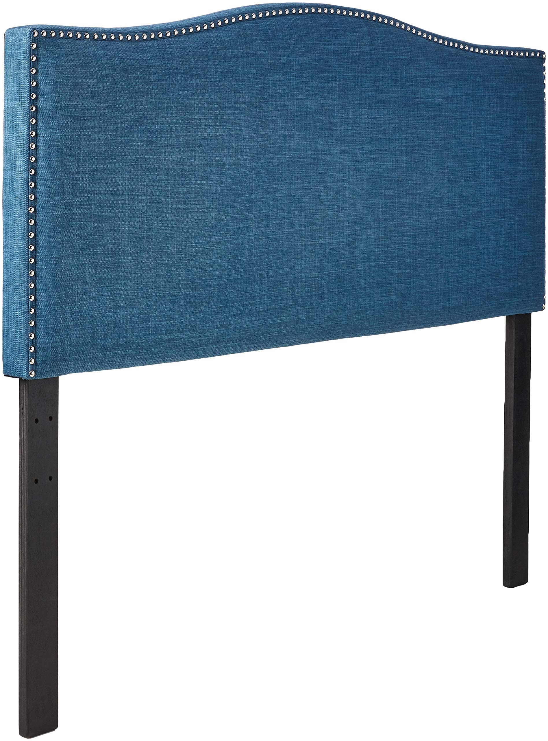 Amazon Brand – Ravenna Home Haraden Modern Curved-Top Queen Bed Headboard with Nailhead Trim, 62"W, Blue