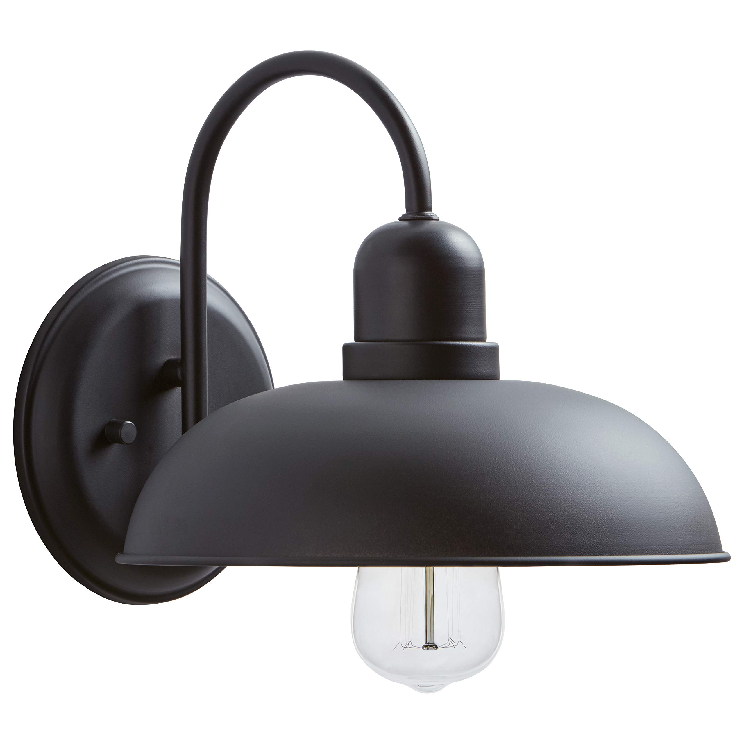 Amazon Brand – Stone & Beam Rustic Industrial Indoor/Outdoor Wall Sconce Light with Bulb, 9.27"H, Black