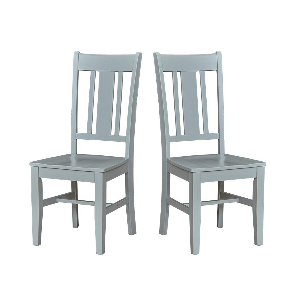 Amazon Brand – Ravenna Home Classic-Style Solid Pine Dining Chair, 40"H, Gray Finish, Set of 2