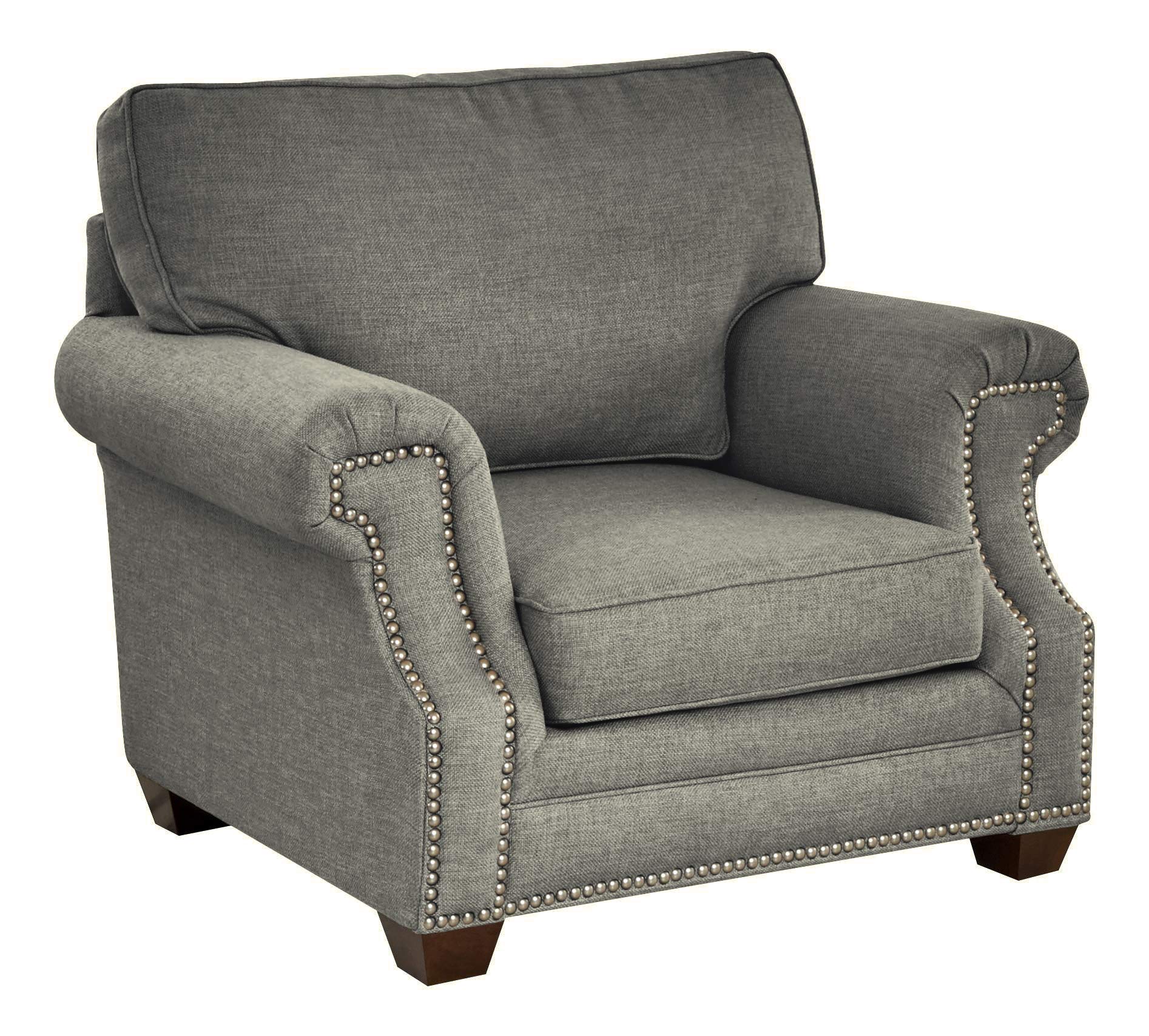 Amazon Brand – Stone & Beam Cedar Upholstered Accent Chair with Nailheads, 43"W, Midnight Gray