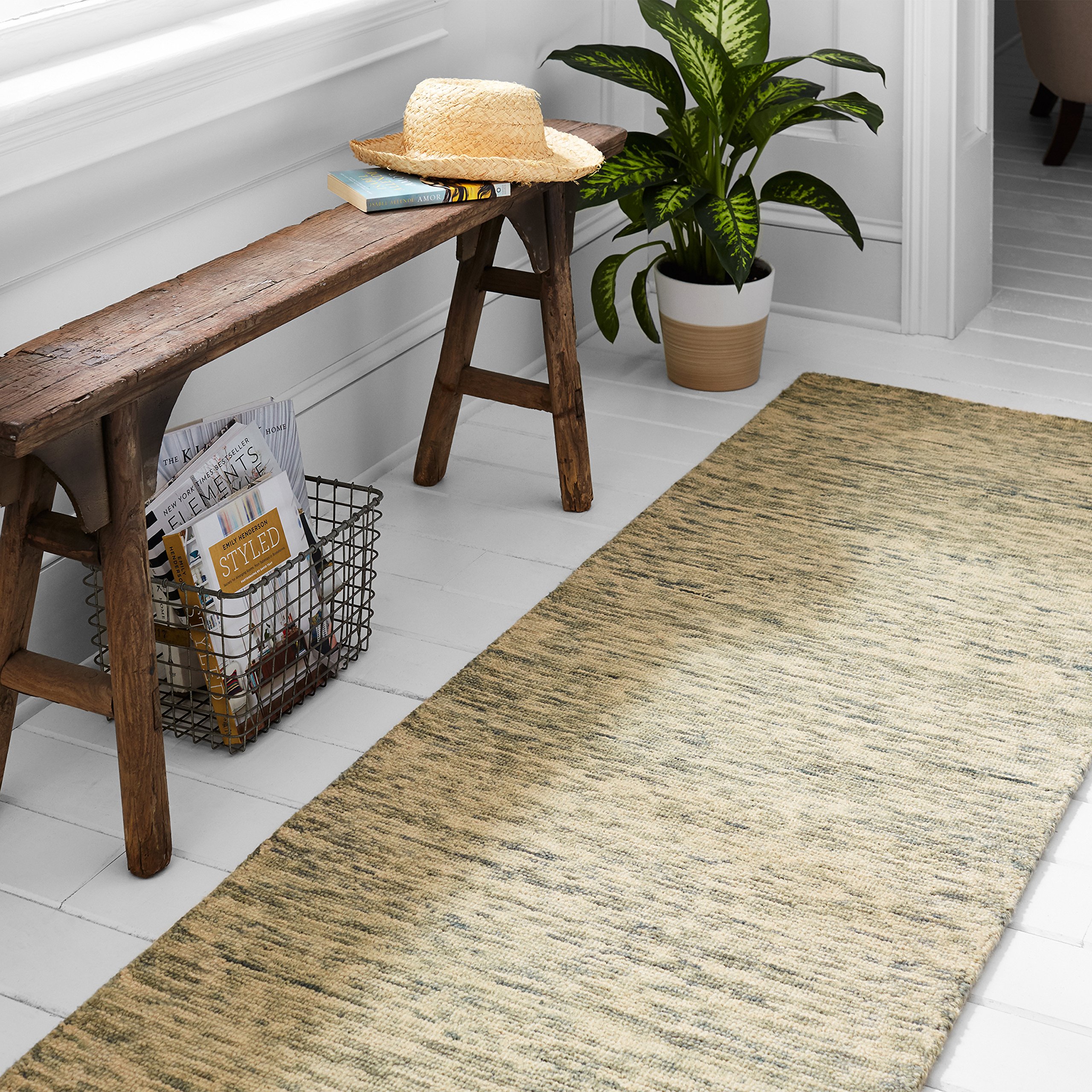 Amazon Brand – Stone & Beam Contemporary Speckle Wool Runner Rug, 2' 3" x 7' 6", Seafoam