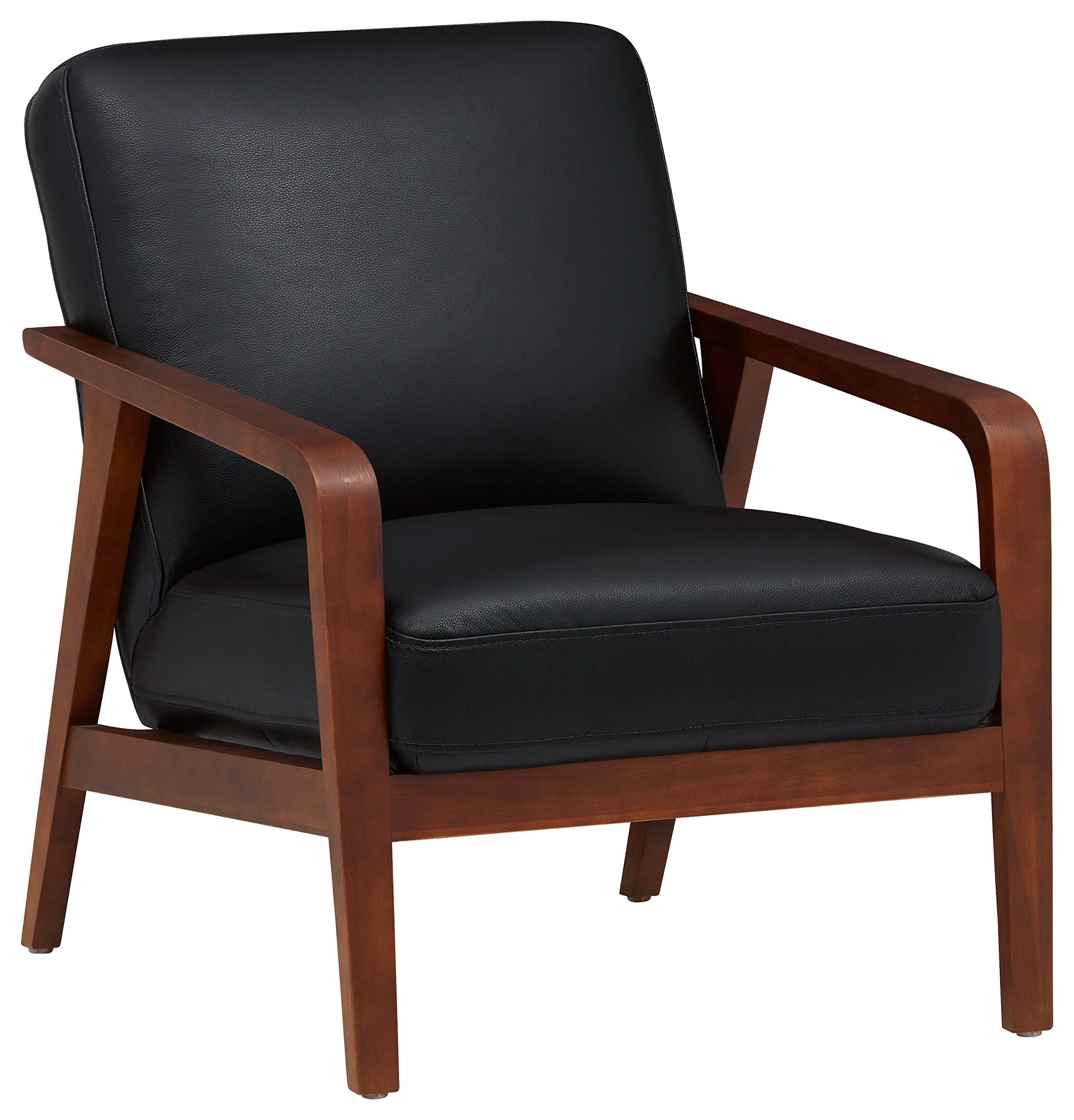Amazon Brand – Rivet Huxley Leather Mid-Century Accent Chair, Black Leather