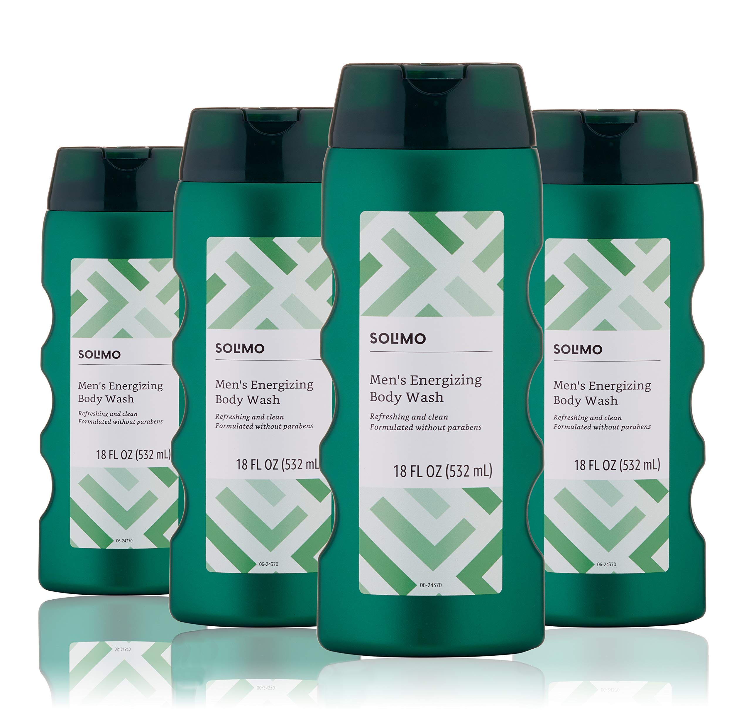 Amazon Brand - Solimo Men's Energizing Body Wash, 18 fl. oz (Pack of 4)