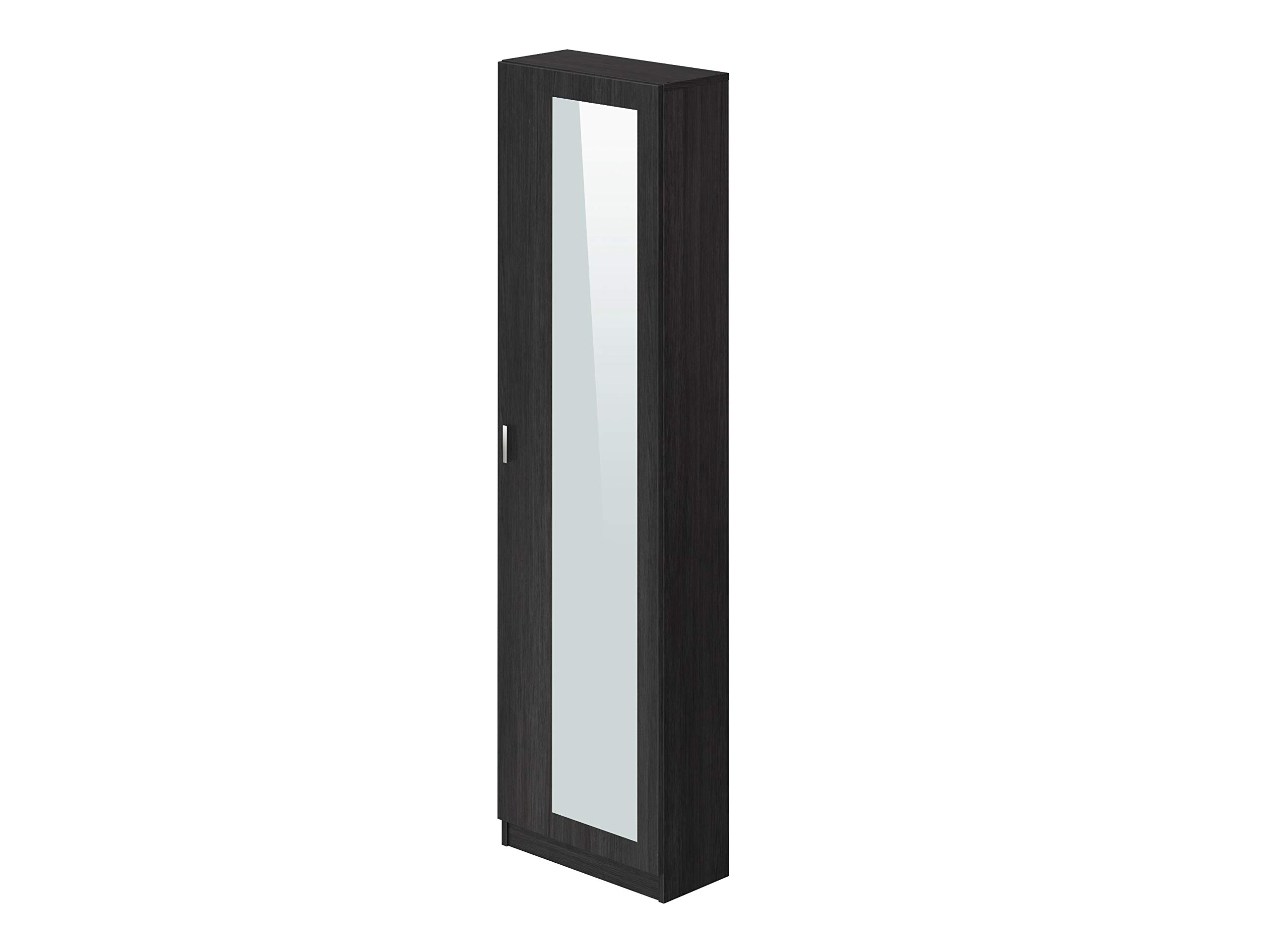 Amazon Brand - Movian Indre 1-Door Shoe Cabinet/Cupboard/Organizer with Mirror, 23 x 50 x 179cm, Dark Grey