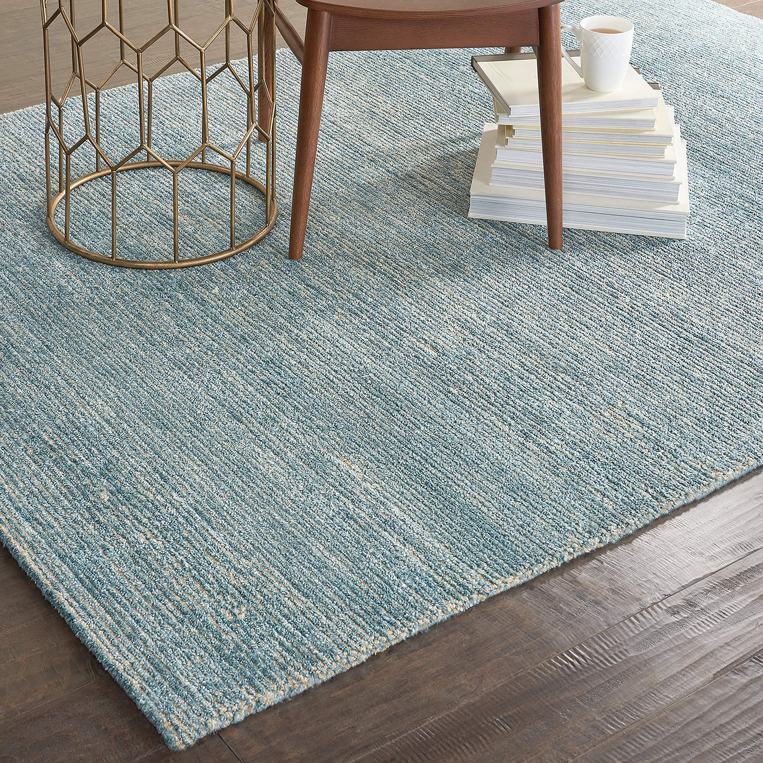 Amazon Brand – Rivet Contemporary Striated Jute Area Rug, 7' 5" x 5' 3", Seafoam