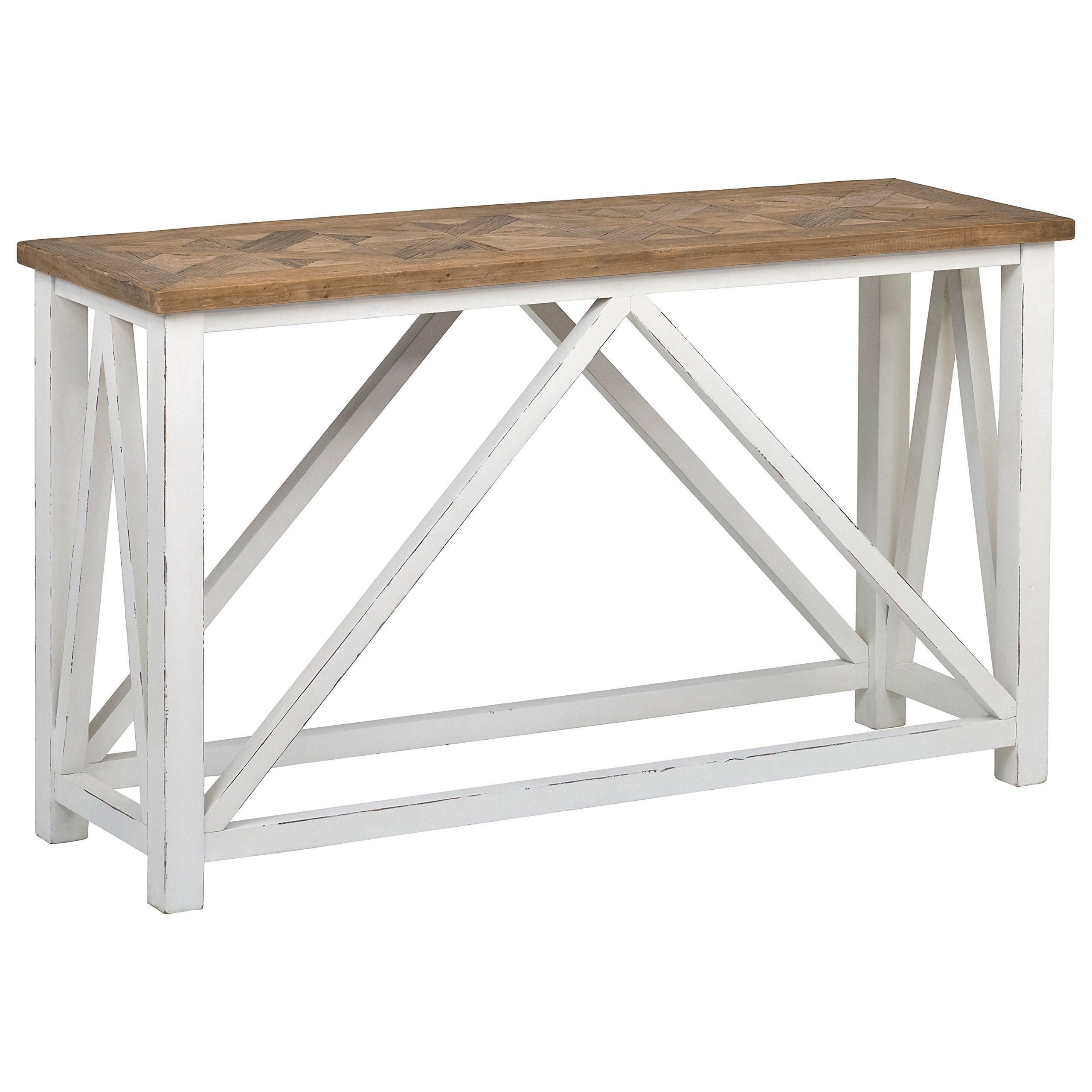 Amazon Brand – Stone & Beam Coastal Breeze Rustic Farmhouse Console Table, 55.1"W, Natural and White