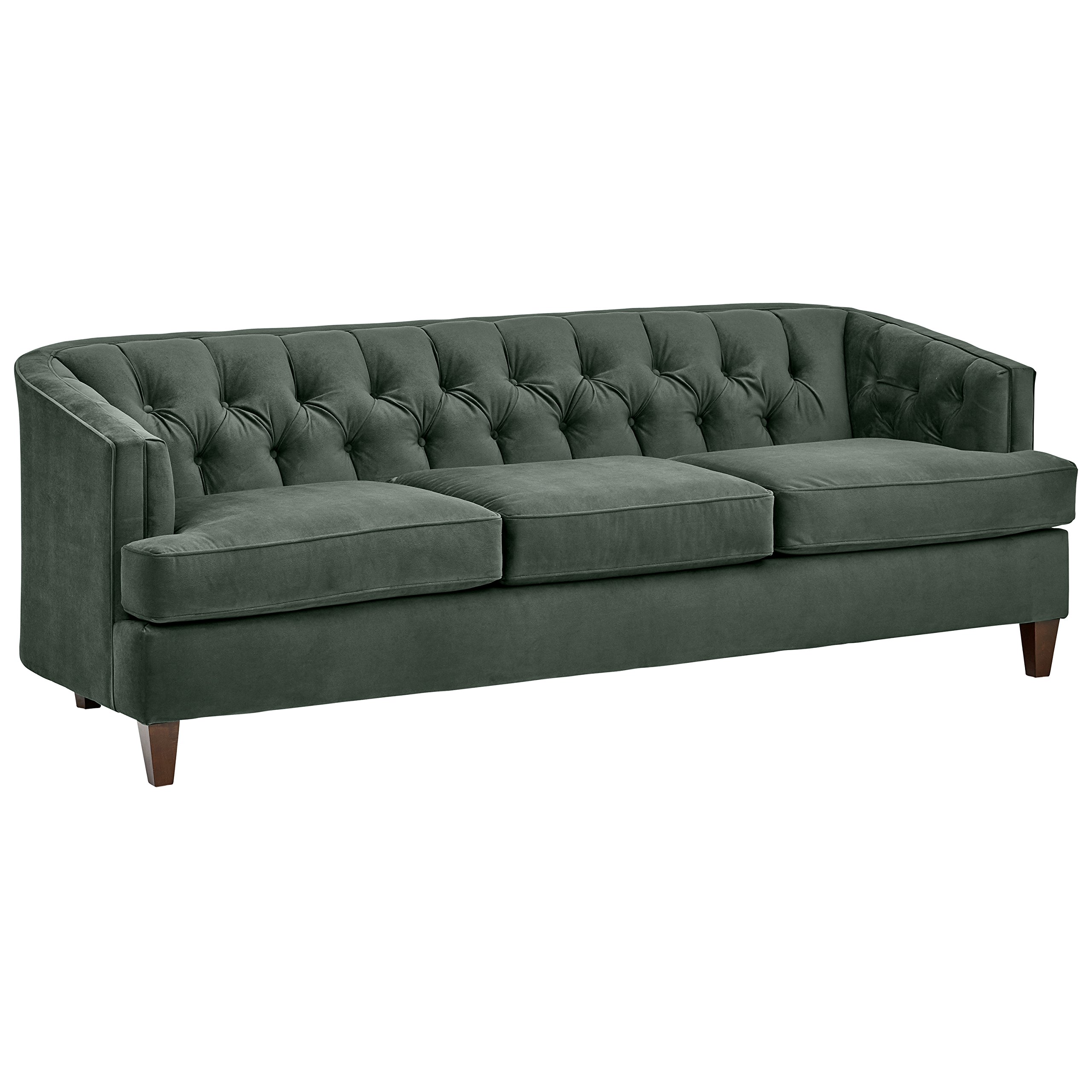 Amazon Brand – Stone & Beam Leila Tufted Velvet Living Room Sofa Couch, 88"W, Hunter Green