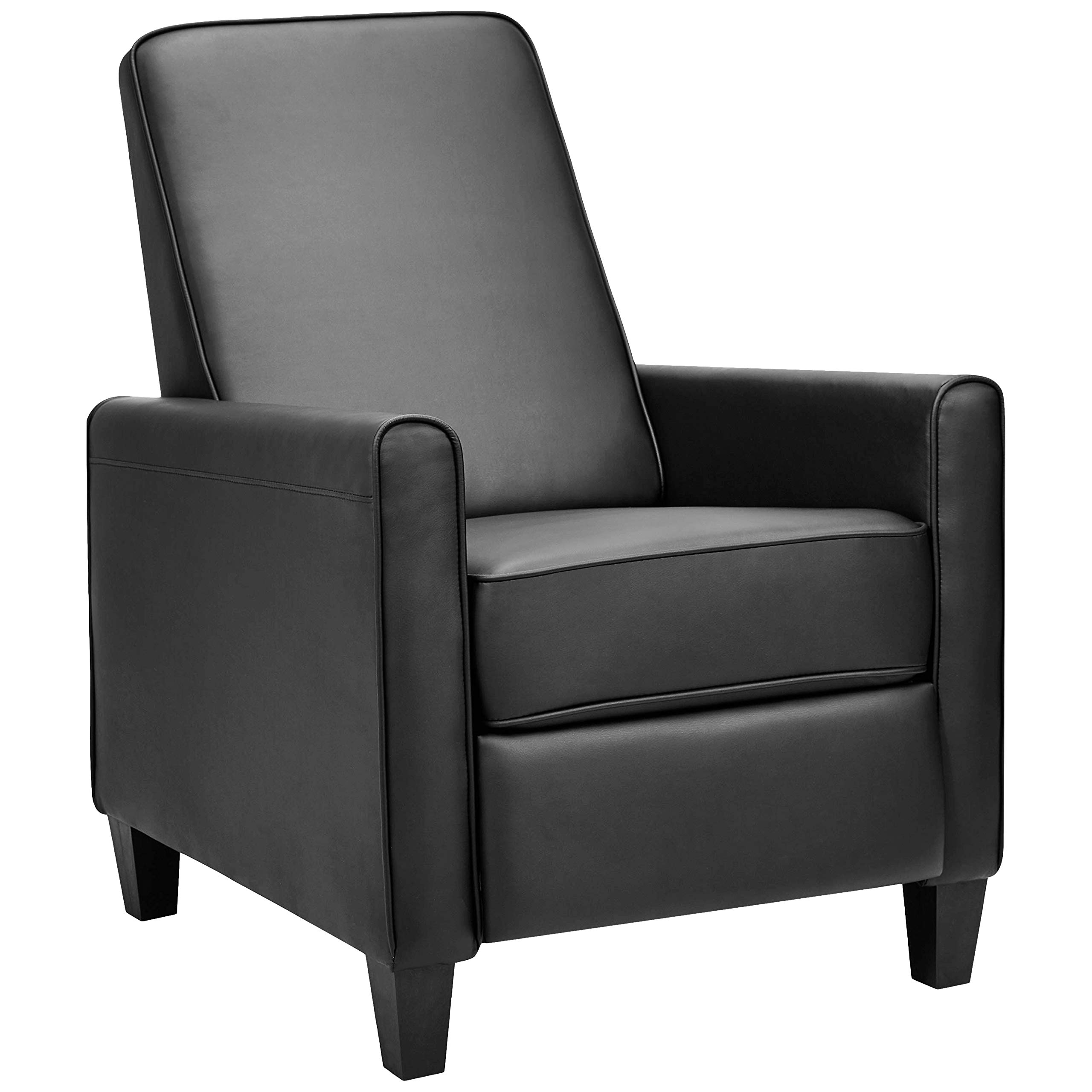 AmazonBasics Classic Faux Leather Arm Push Recliner Chair - Black