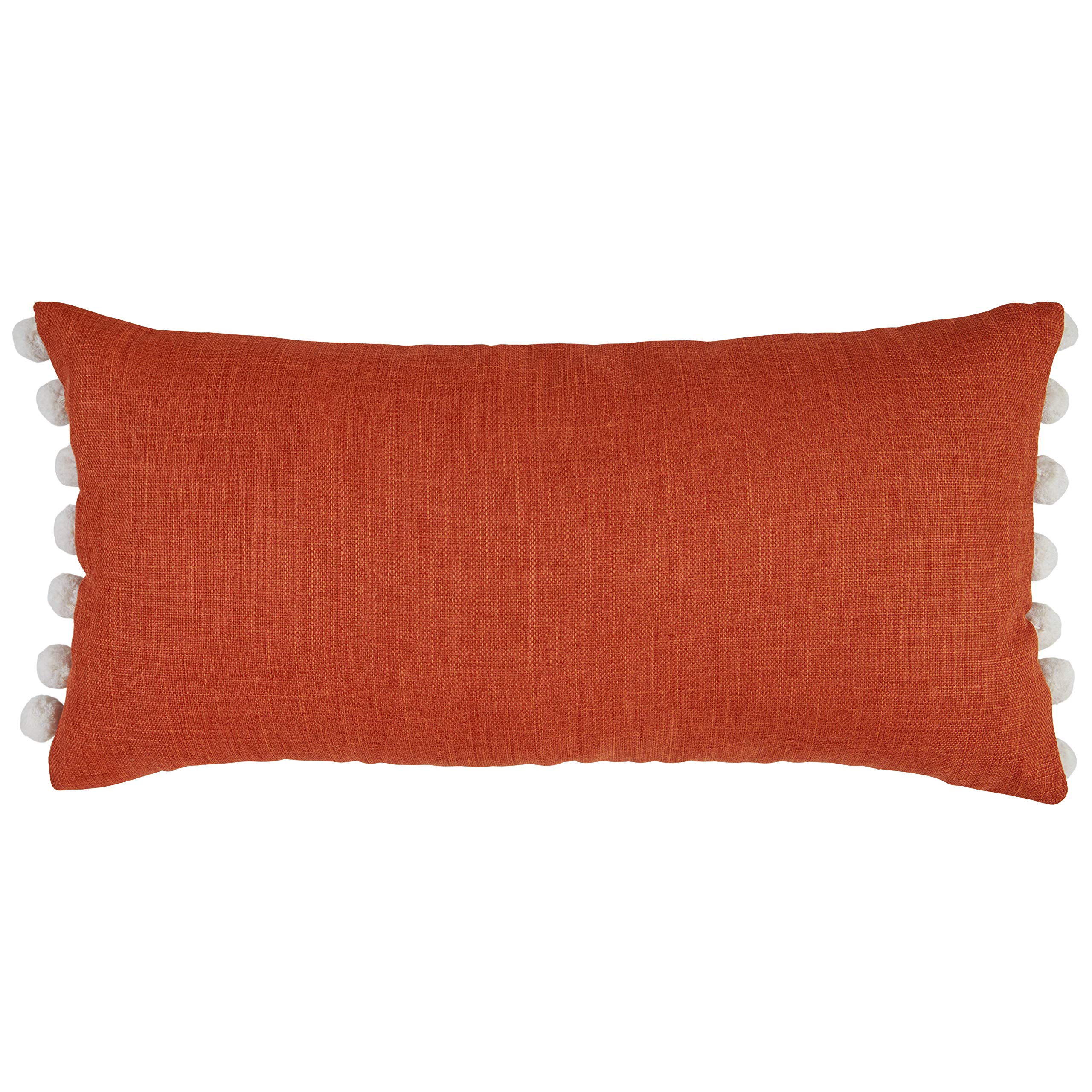 Amazon Brand – Stone & Beam Casual Pom-Pom Throw Pillow - 24 x 12 Inch, Terracotta