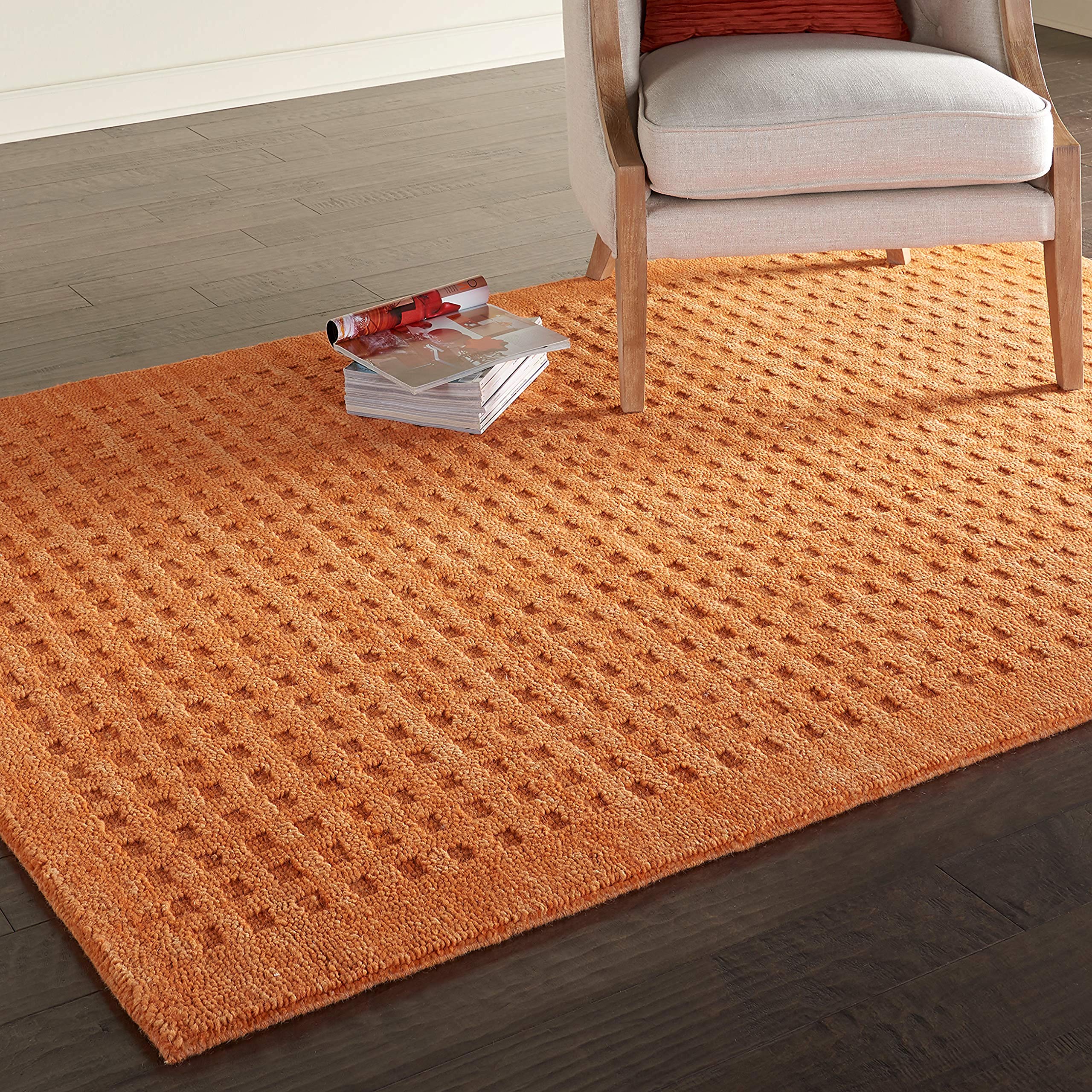 Amazon Brand – Stone & Beam Casual Geometric Wool Area Rug, 5' 9" x 3' 9", Sunset Orange
