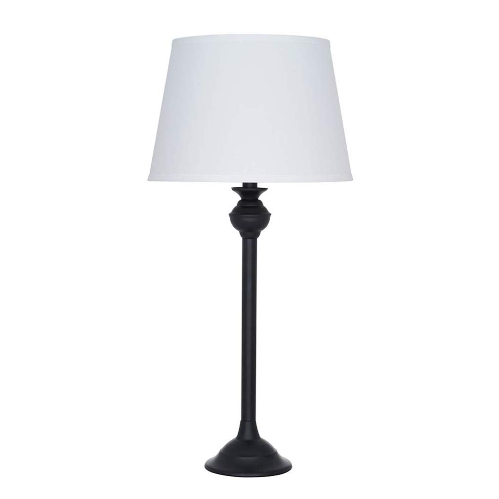Amazon Brand – Ravenna Home Traditional Metal Table Desk Lamp With LED Light Bulb - 27.50 Inches, Matte Black With White Shade