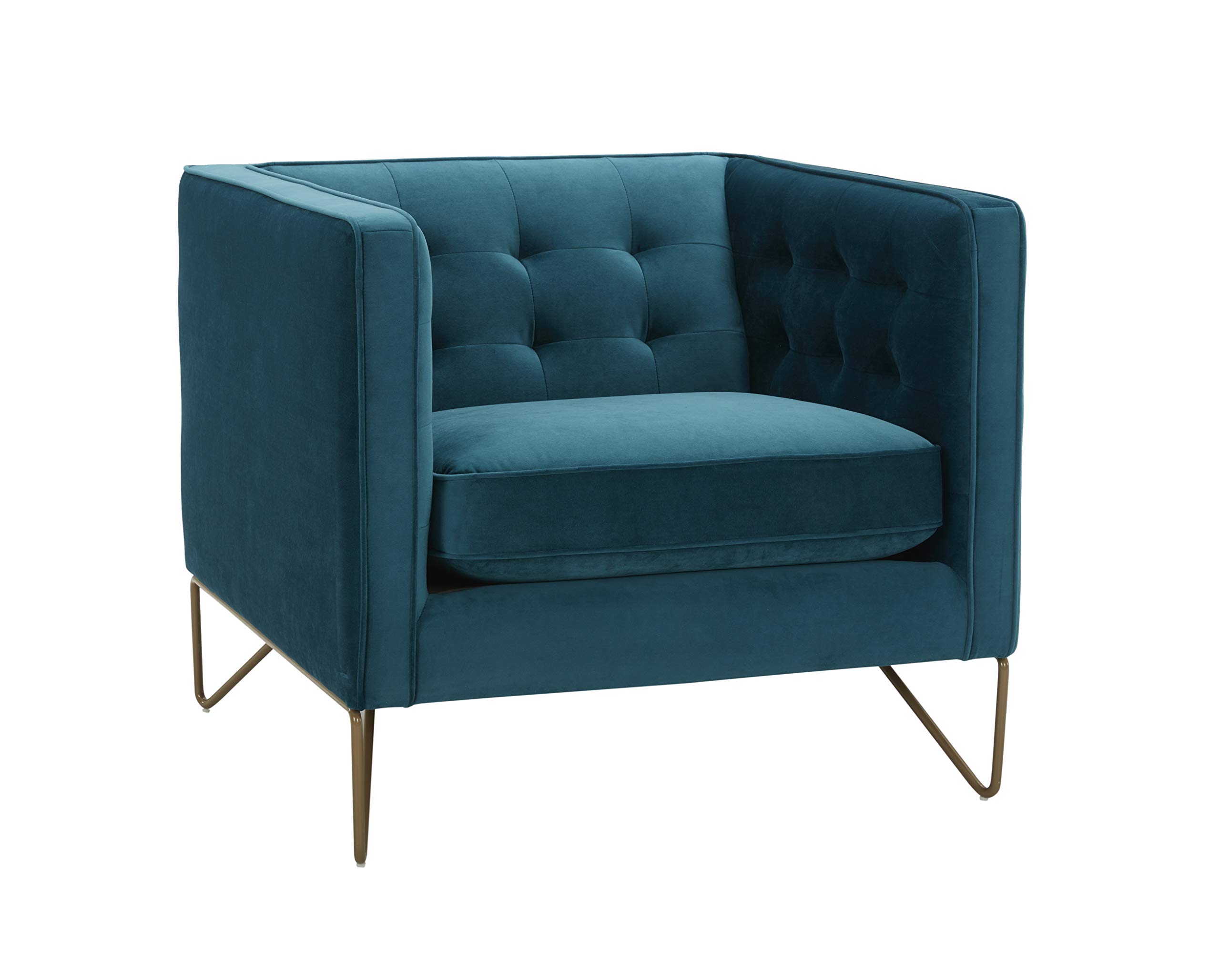 Amazon Brand – Rivet Brooke Contemporary Mid-Century Modern Tufted Velvet Living Room Chair, 35"W, Teal