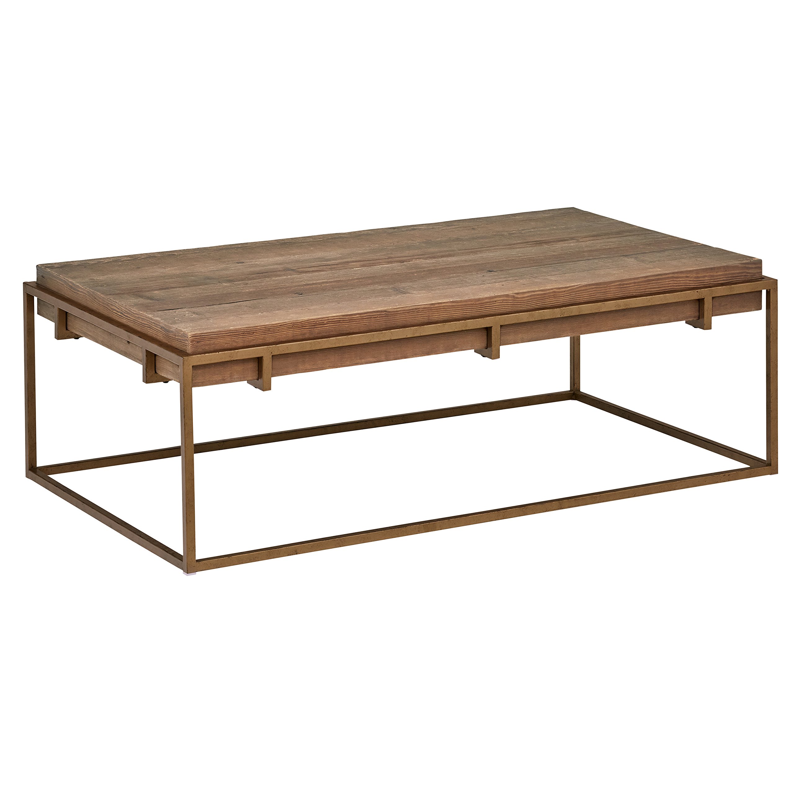 Amazon Brand – Stone & Beam Sparrow Modern Industrial Coffee Table, 55.1"W, Wood and Bronze