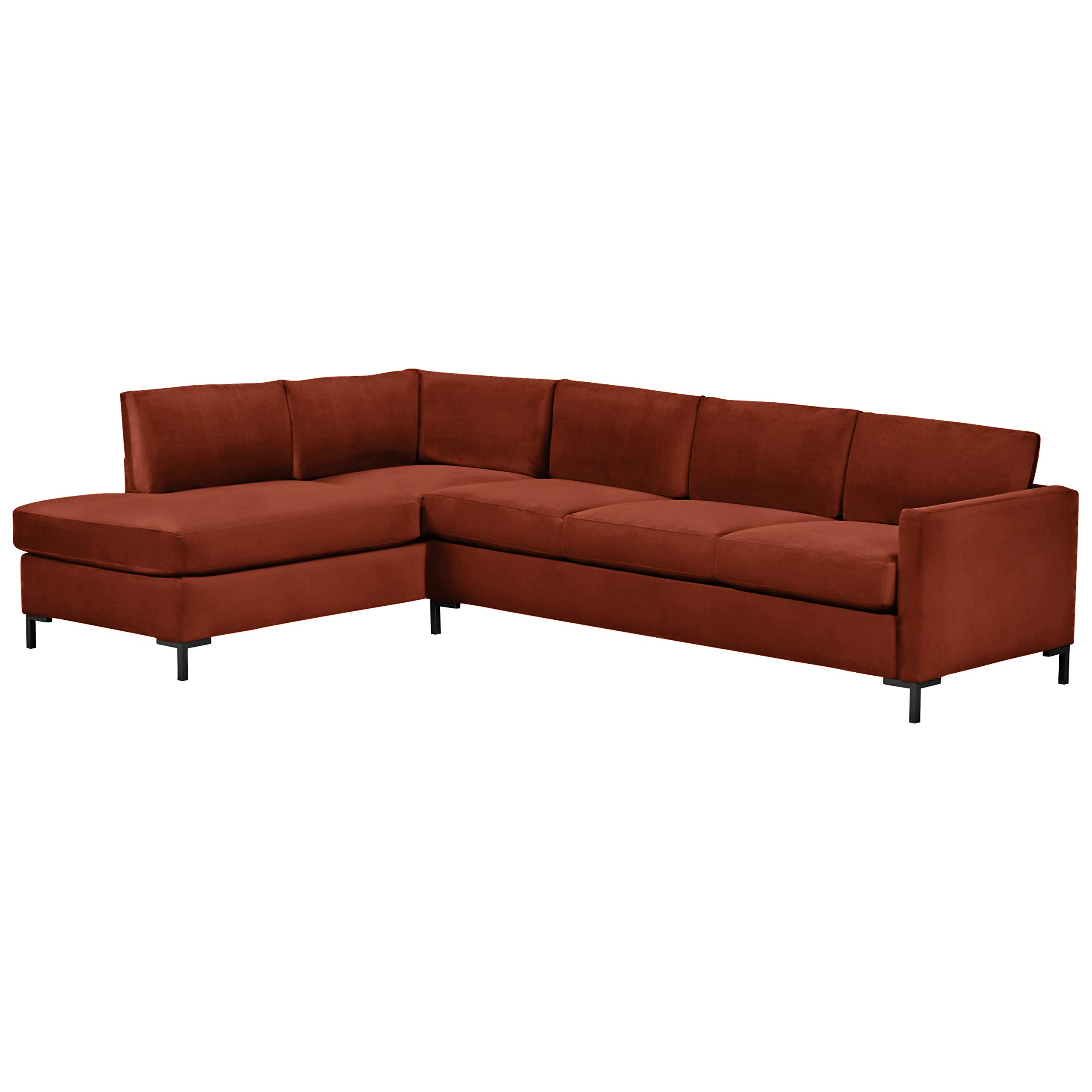 Amazon Brand – Rivet Edgewest Low Back Modern Left L-Sectional, 116"W, Rouge Red