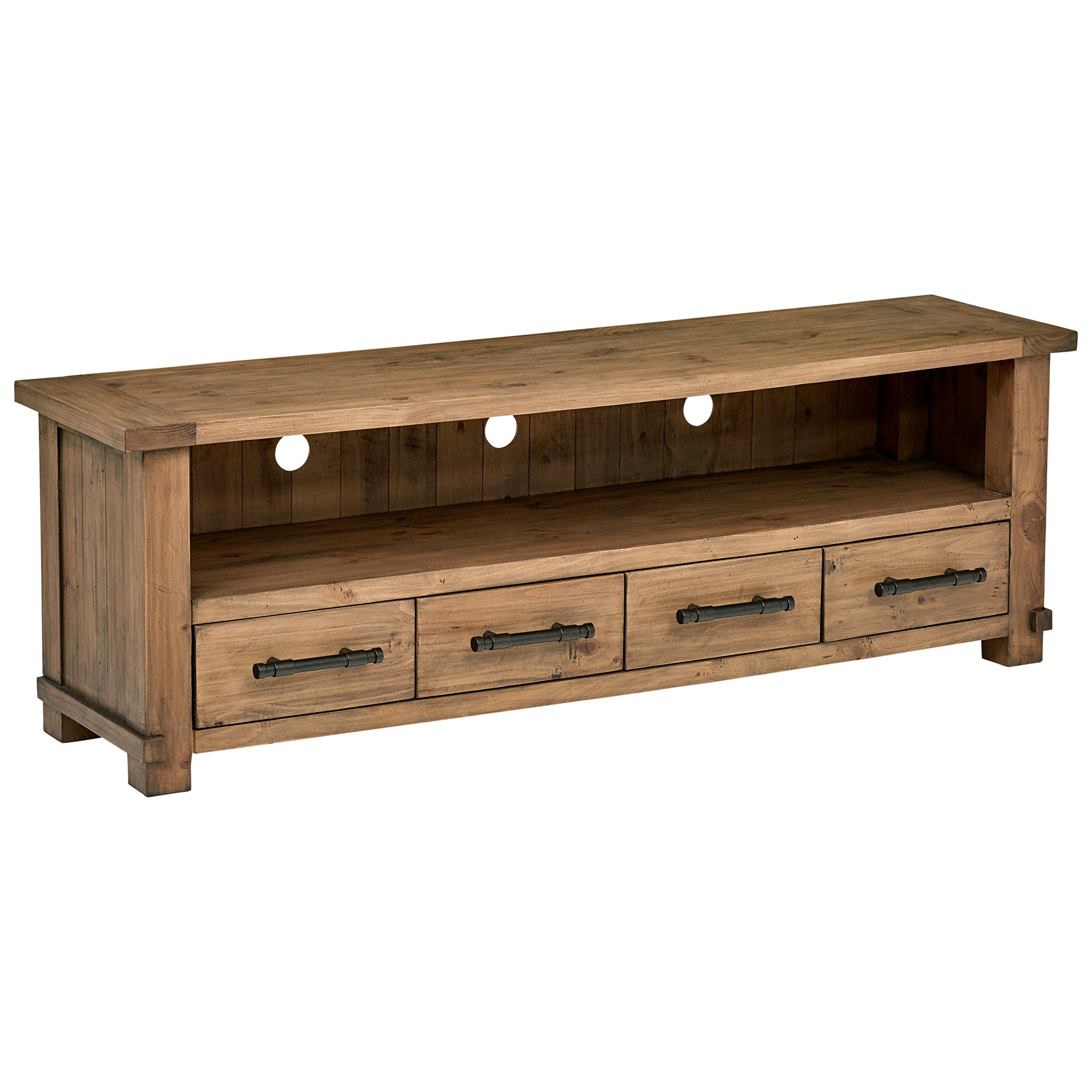 Amazon Brand – Stone & Beam Ferndale Rustic Reclaimed Pine Media TV Console Stand, 71"W, Sandstone