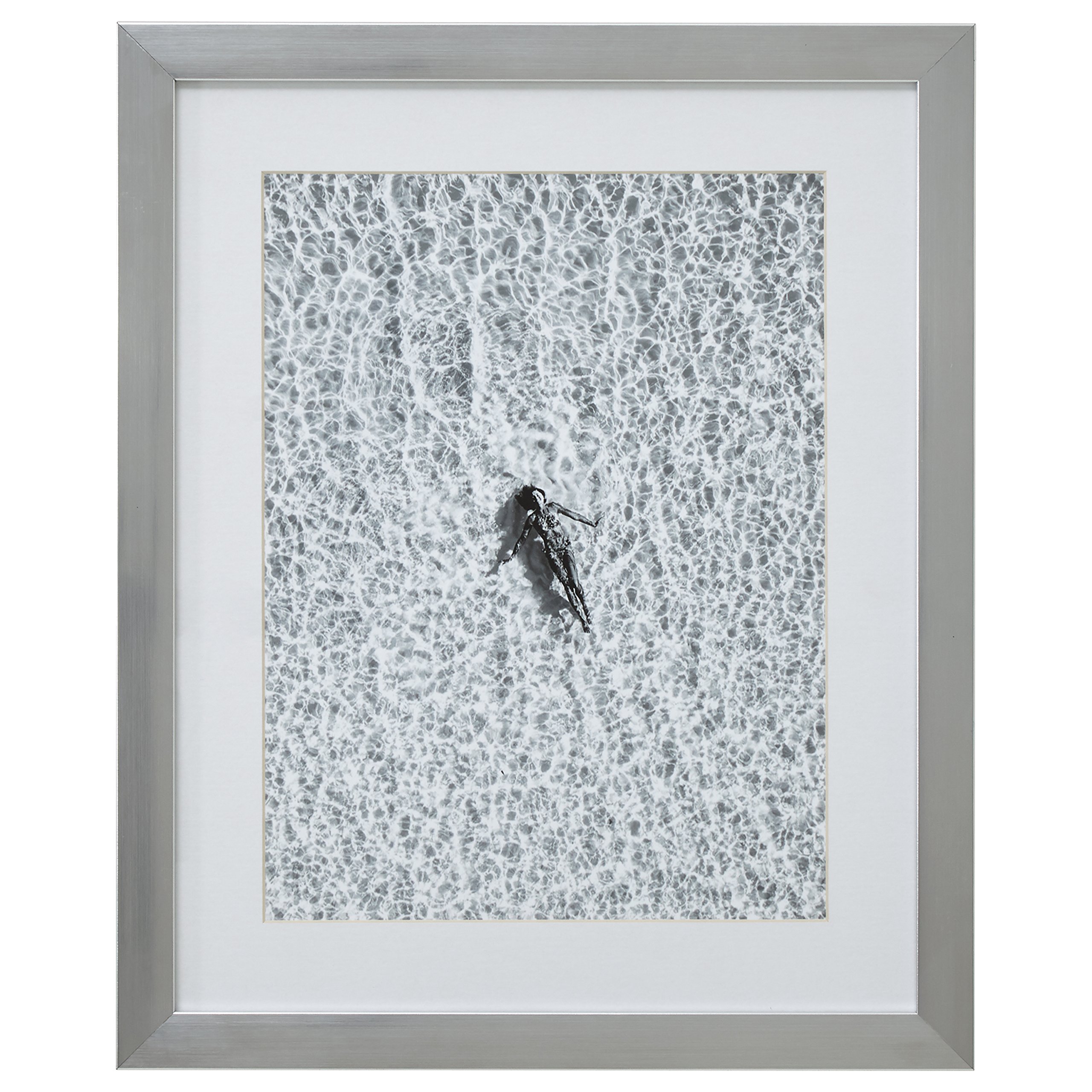 Amazon Brand – Rivet Modern Black and White Floating Woman Photo Print Framed Wall Art Decor - 13 x 15 Inch Frame, Silver