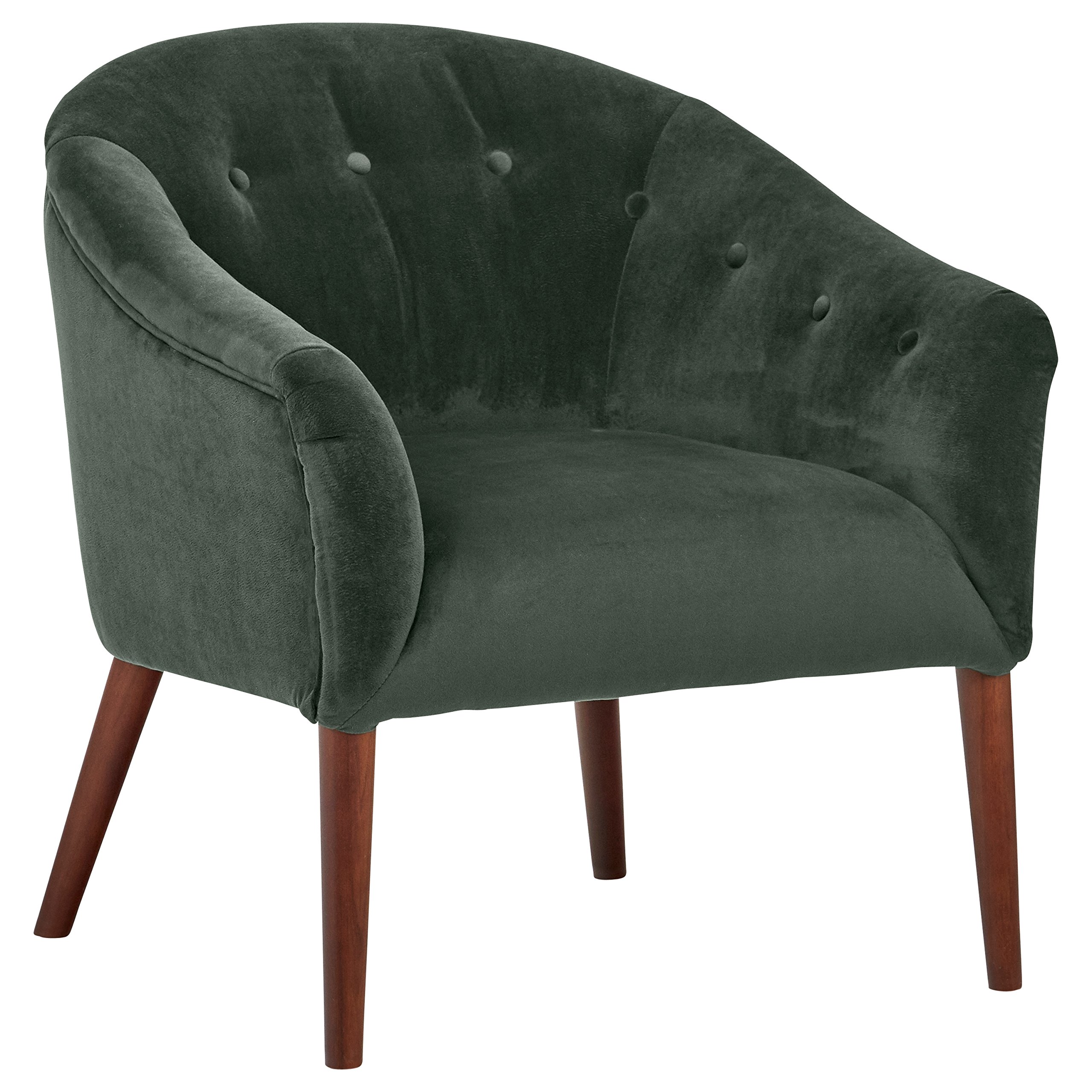 Amazon Brand – Rivet Curved Tufted Velvet Accent Chair, Marina Mid-Century, 28.7"W, Hunter Green