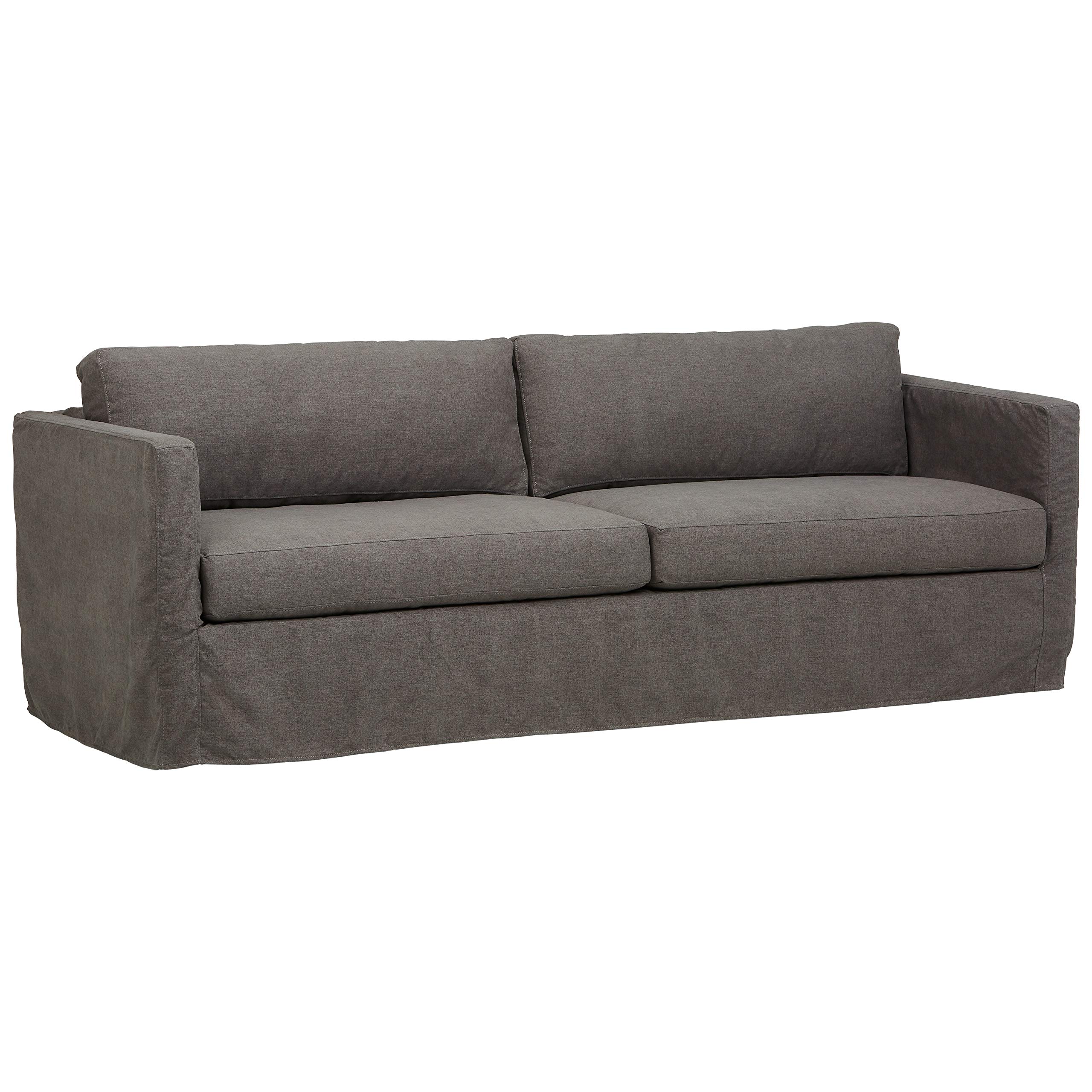 Amazon Brand – Stone & Beam Andover Slipcover Sofa Couch, 90"W, Stone Fabric