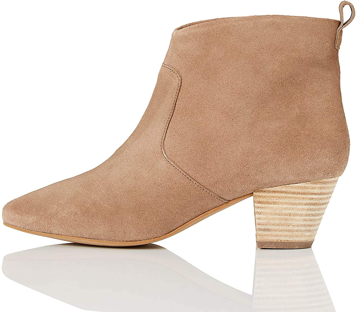 Amazon Brand - find. Leather Western Ankle Boots, Beige (Taupe Taupe), US 7.5