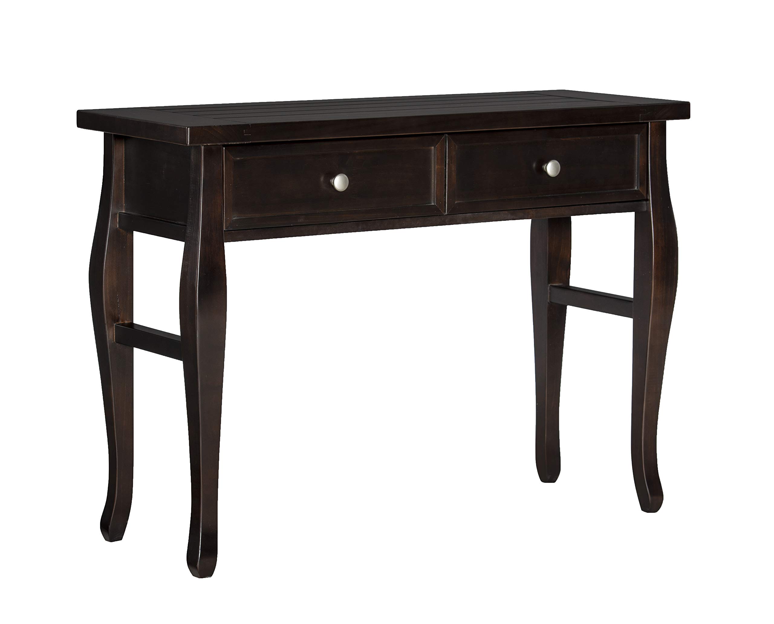Ravenna Home Classic Plank-Top End Table with Large Drawer, 42"W, Espresso Wood