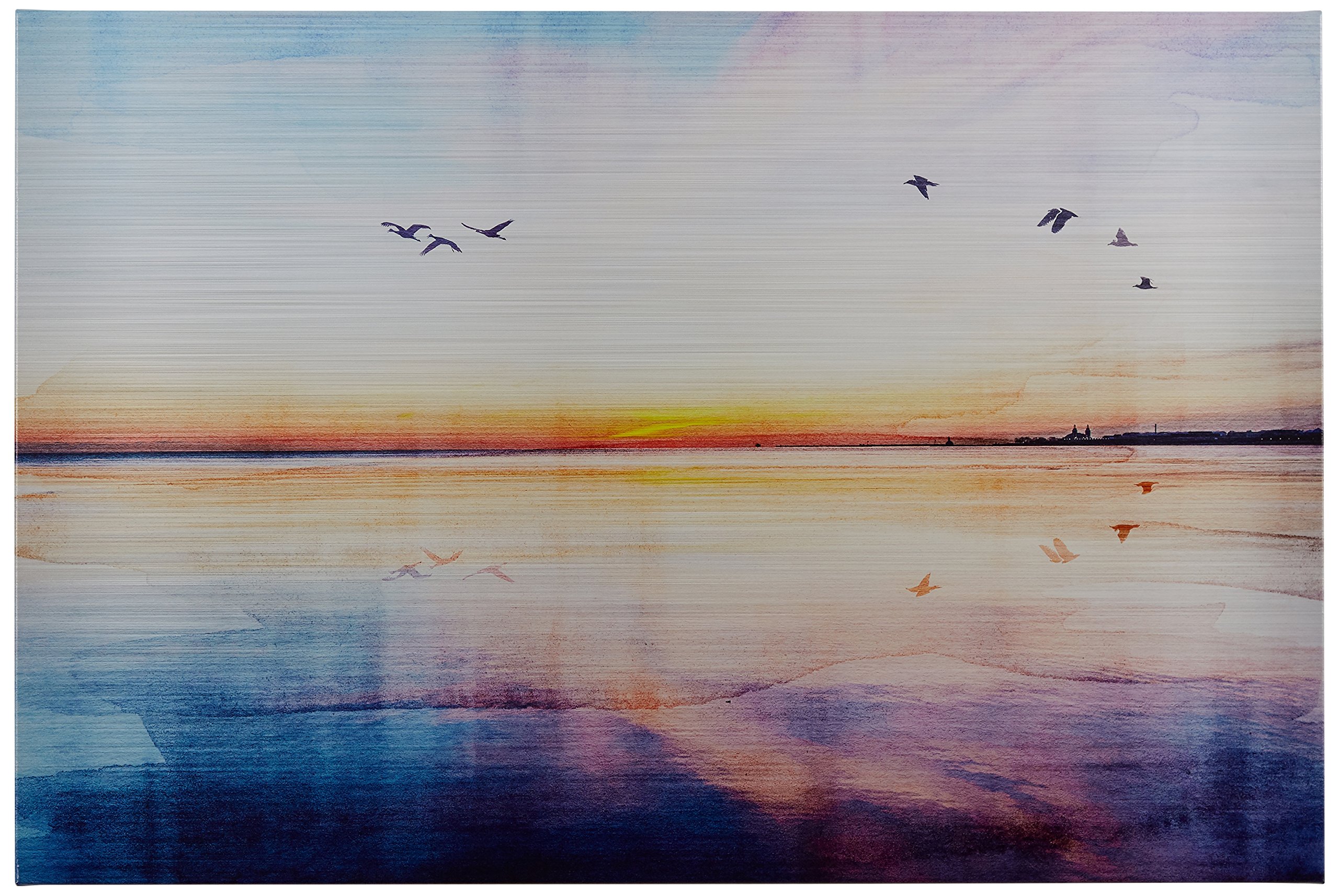 Amazon Brand – Rivet Seagulls Across the Sunset Horizon Canvas Print, 36" x 24"