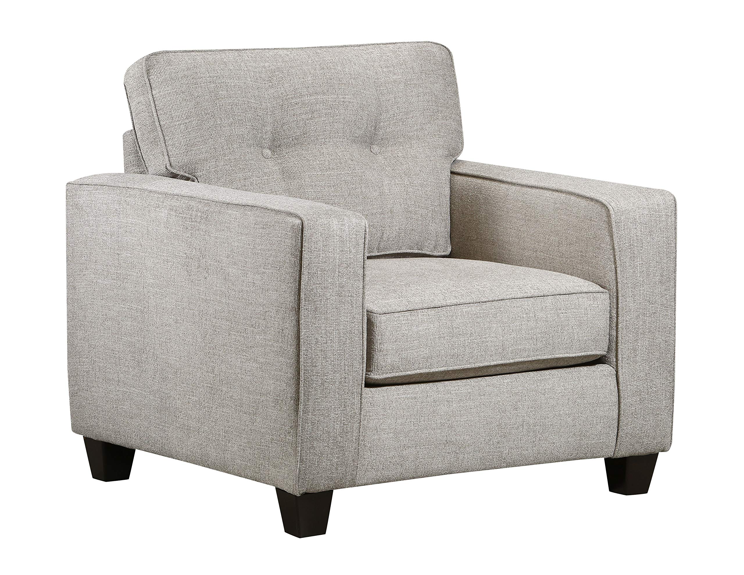 Amazon Brand – Stone & Beam Joanna Contemporary Tufted Chair with Reversible Cushions, 40"W, Heather Grey