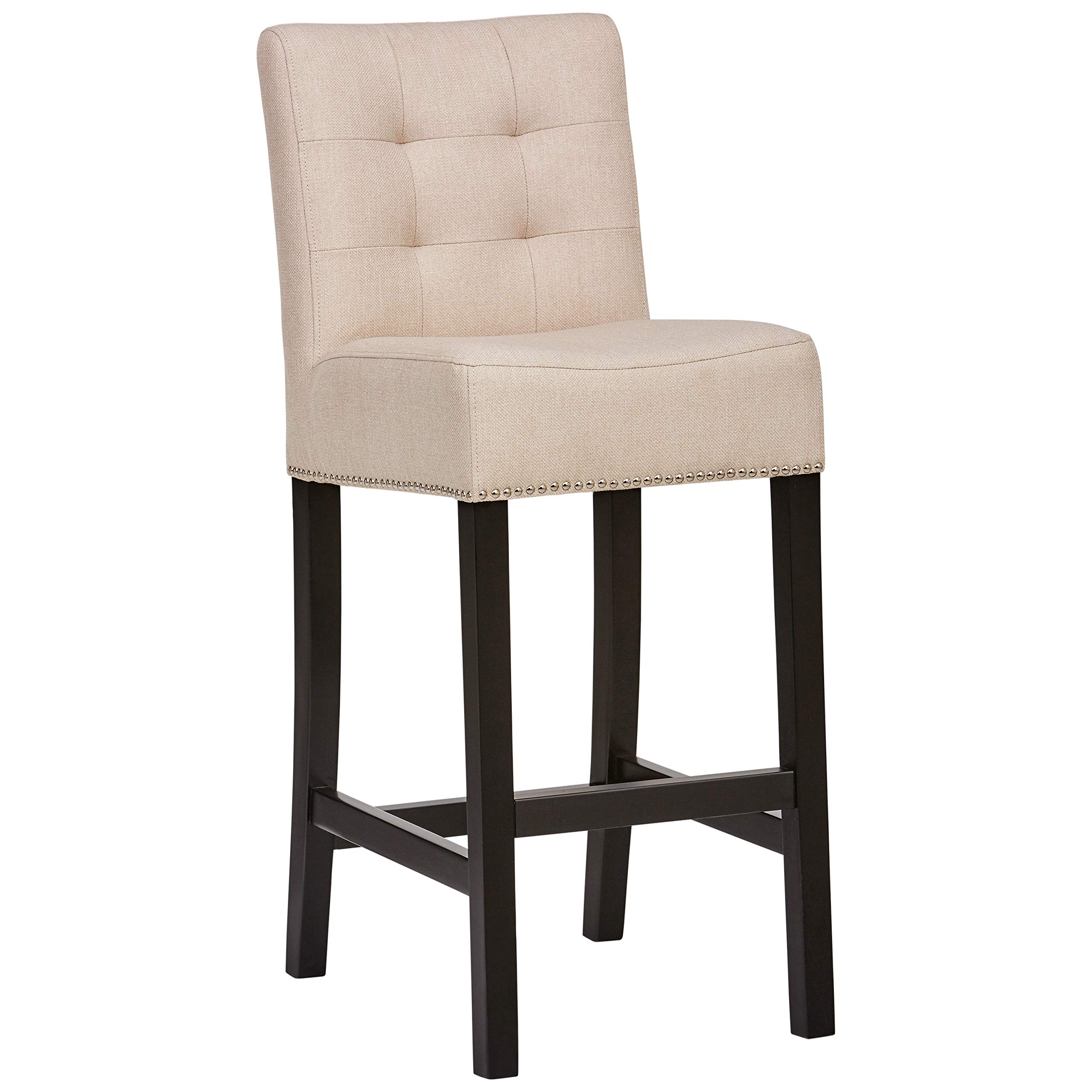 Amazon Brand – Ravenna Home Scott Tufted Back Bar Stool, 41.5"H, Sand