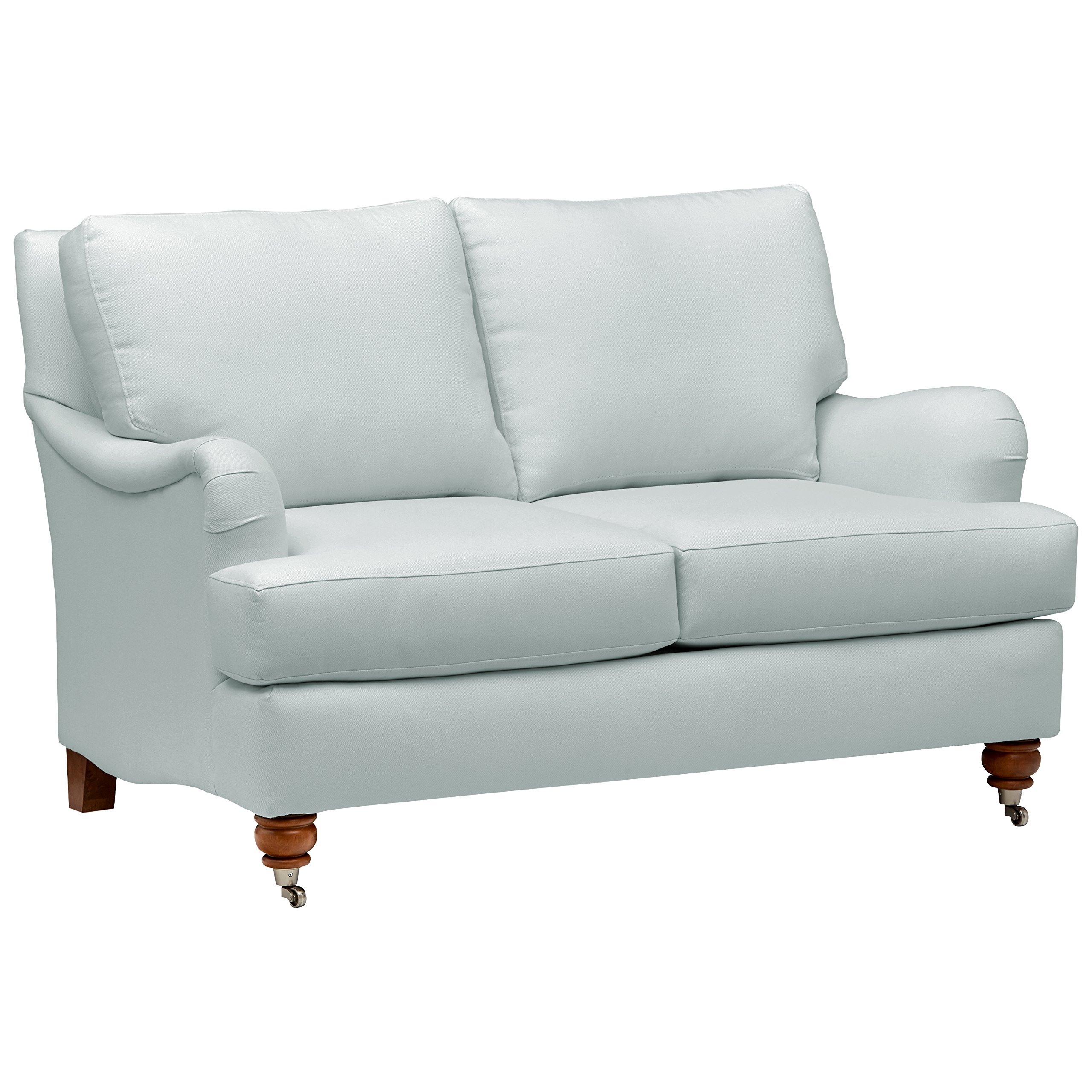 Amazon Brand – Stone & Beam Brandeberry Farmhouse Charles of London Loveseat, 58"W, Light Blue