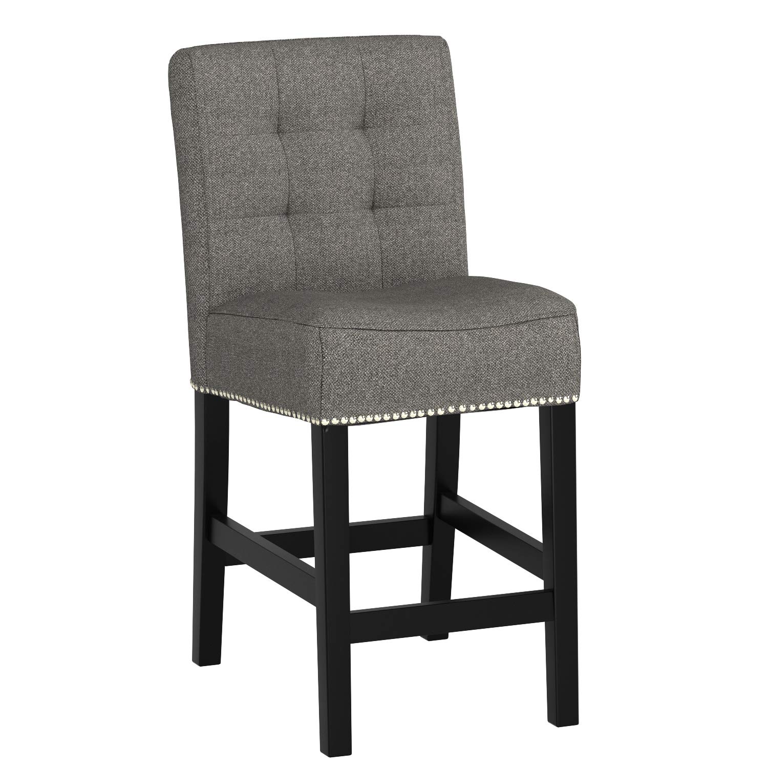 Amazon Brand – Ravenna Home Scott Tufted Back Counter Stool, 36"H, Zinc