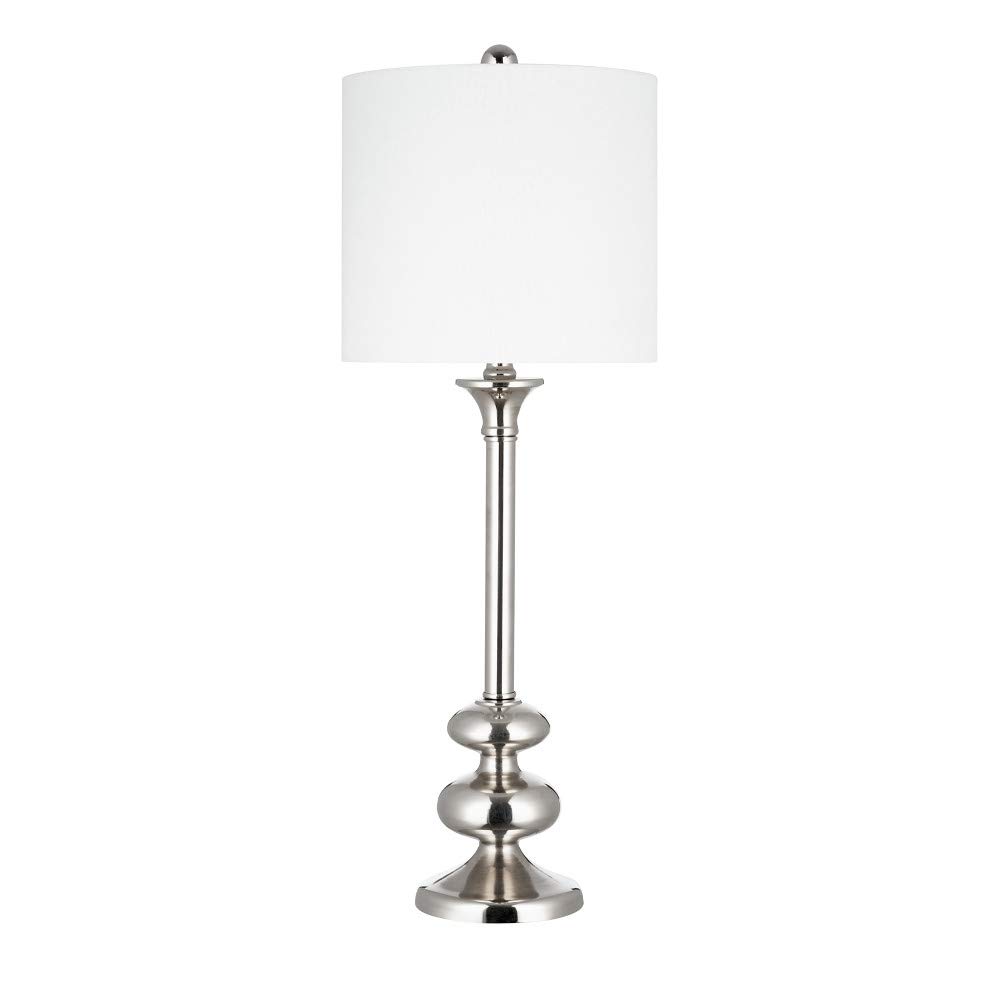 Amazon Brand – Ravenna Home Traditional Tall Metal Table Lamp with Stacked Oval Accents, LED Bulb Included, 28.25"H, Polished Nickel