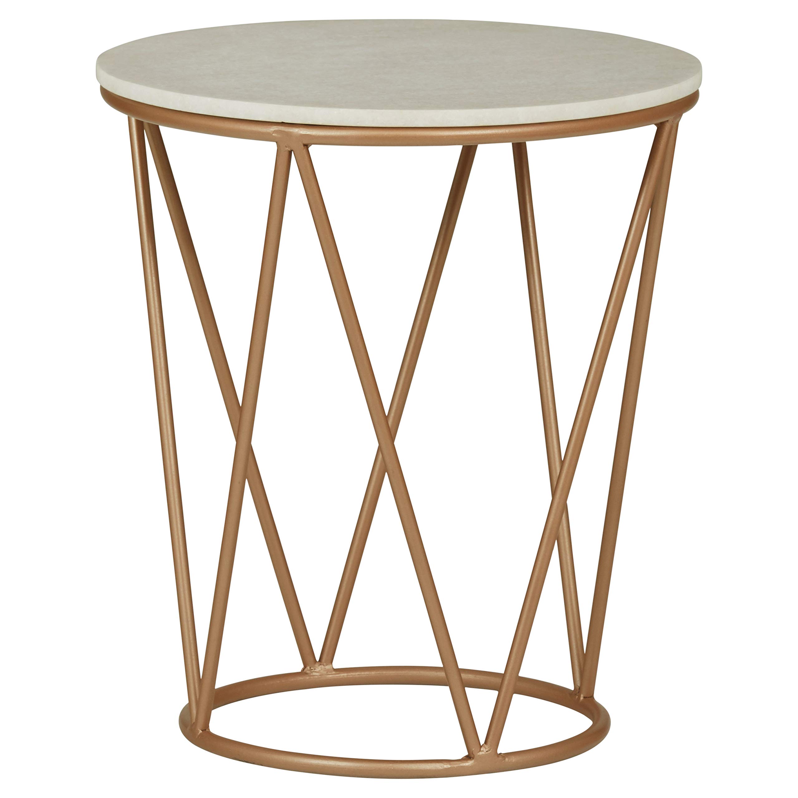 Amazon Brand – Stone & Beam Industrial Side Table with Metal Base, 19.69"W, Gold