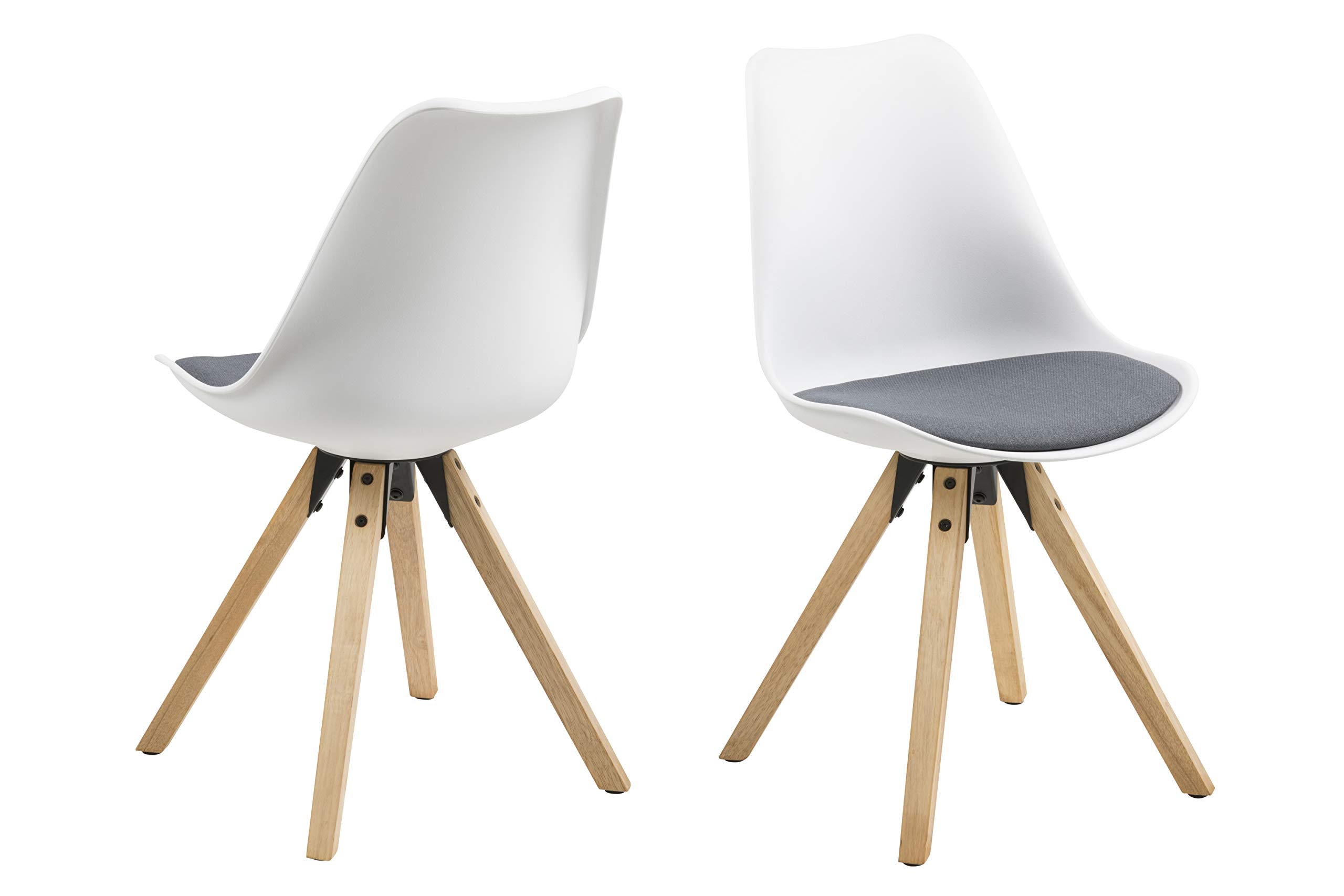 Amazon Brand - Movian Arendsee - Set da 2 sedie sala da pranzo, 55 x 48,5 x 85 cm, Bianco/ tessuto grigio