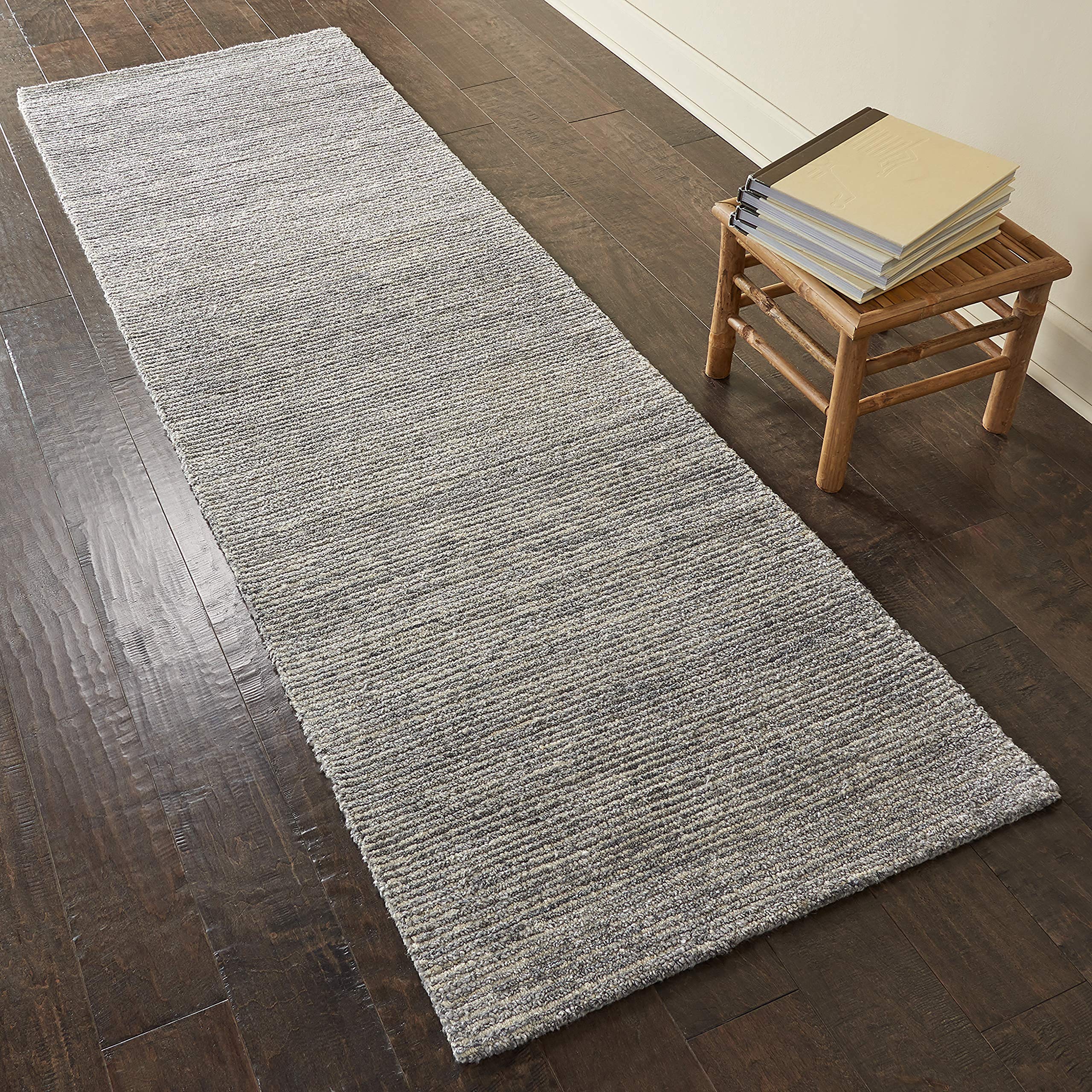Amazon Brand – Rivet Contemporary Striated Jute Rug, 7' 6" x 2' 3", Silver Birch