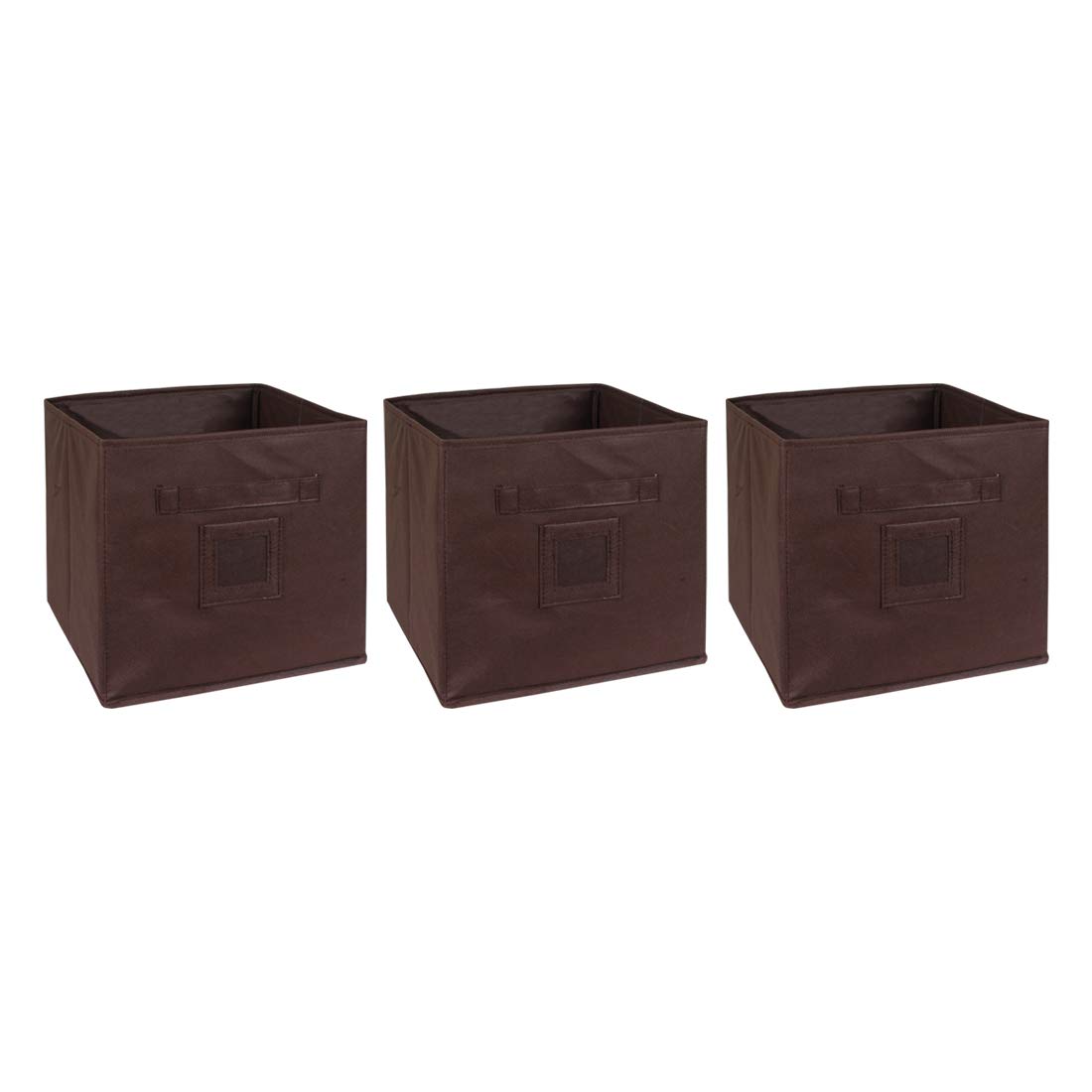 Amazon Brand - Solimo Fabric Storage Box, Medium, Set of 3, Brown