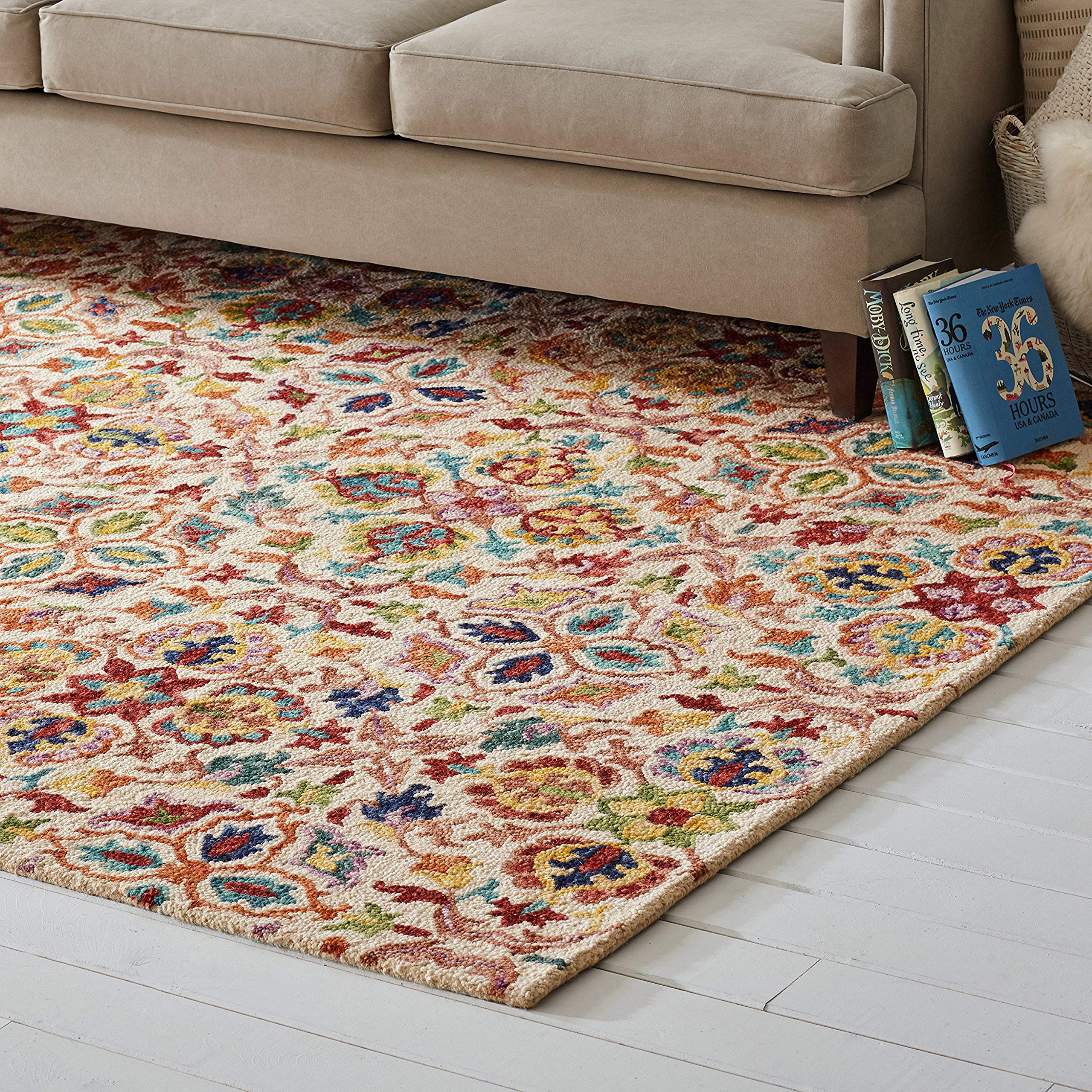 Amazon Brand – Stone & Beam Vinton Persian Wool Area Rug, 8' x 10'6", Rust Multi