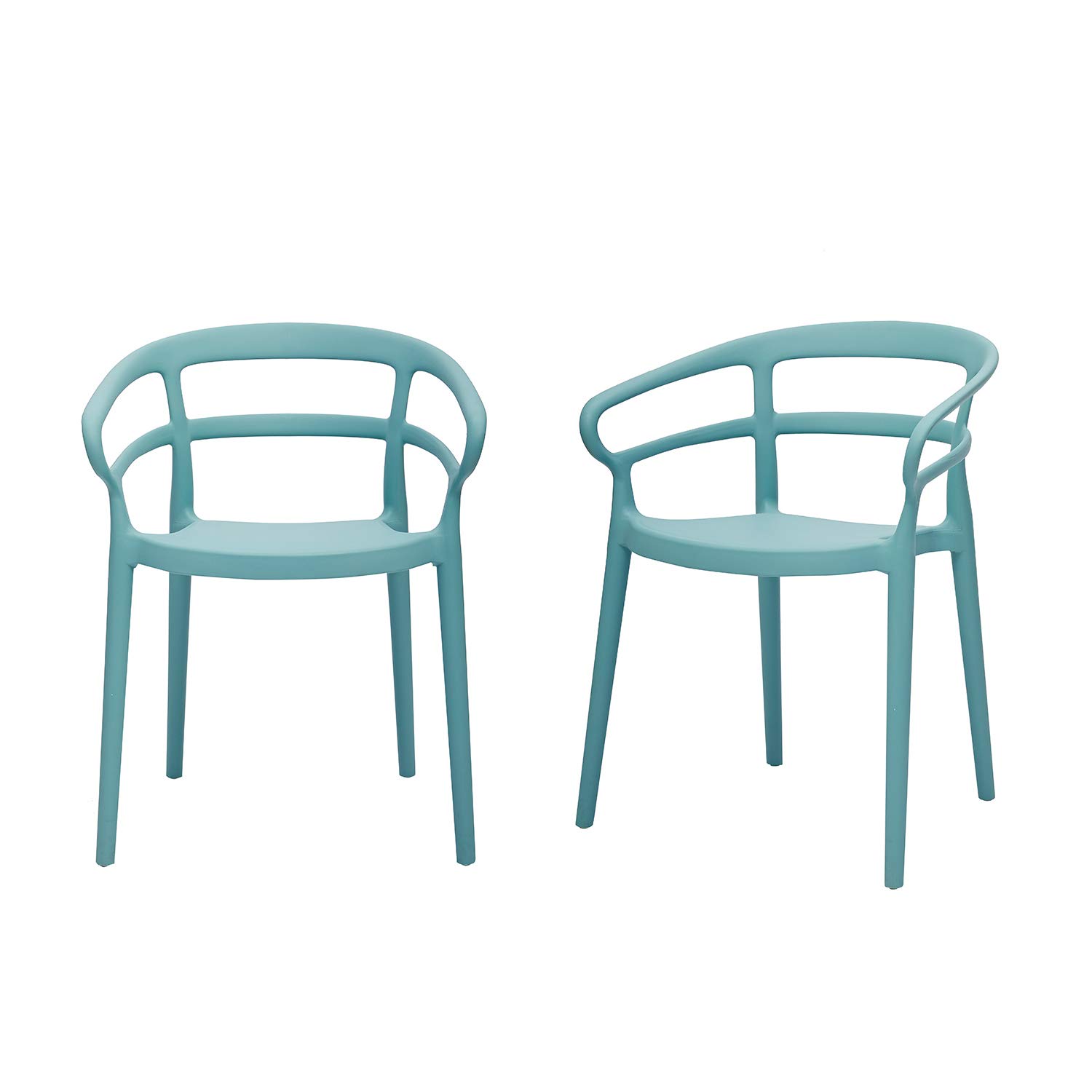 AmazonBasics Curved Back Dining Chair - Set of 2, Light Blue, Premium Plastic