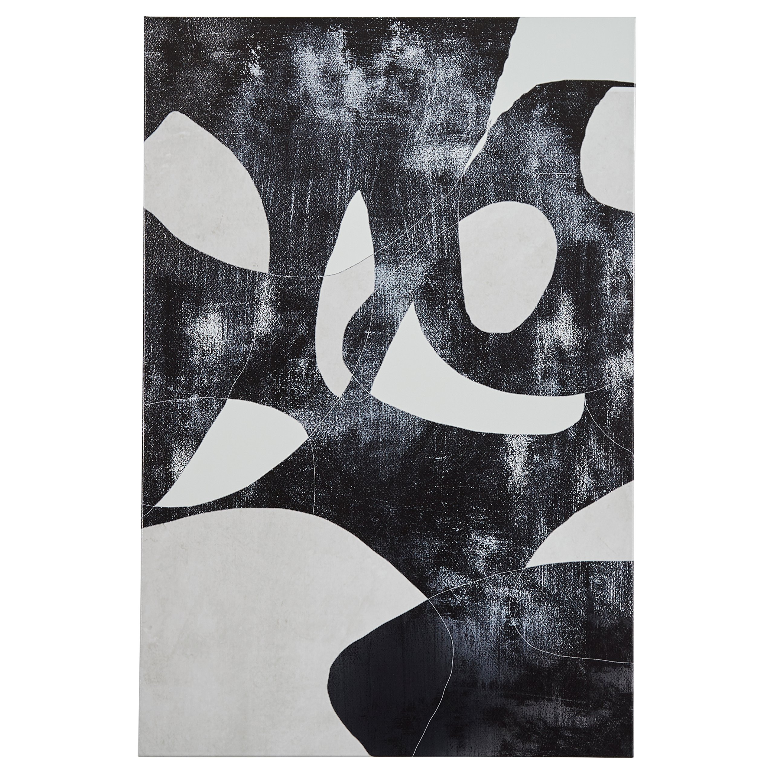 Amazon Brand – Rivet Black and White Abstract Canvas Print Wall Art, 24" x 36"