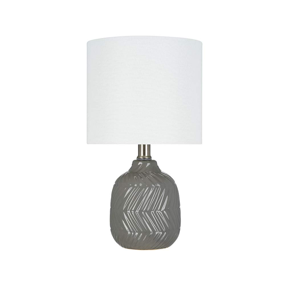 Amazon Brand – Ravenna Home Table Lamp with Textured Ceramic Base and LED Light Bulb, 14.25"H, Charcoal Grey