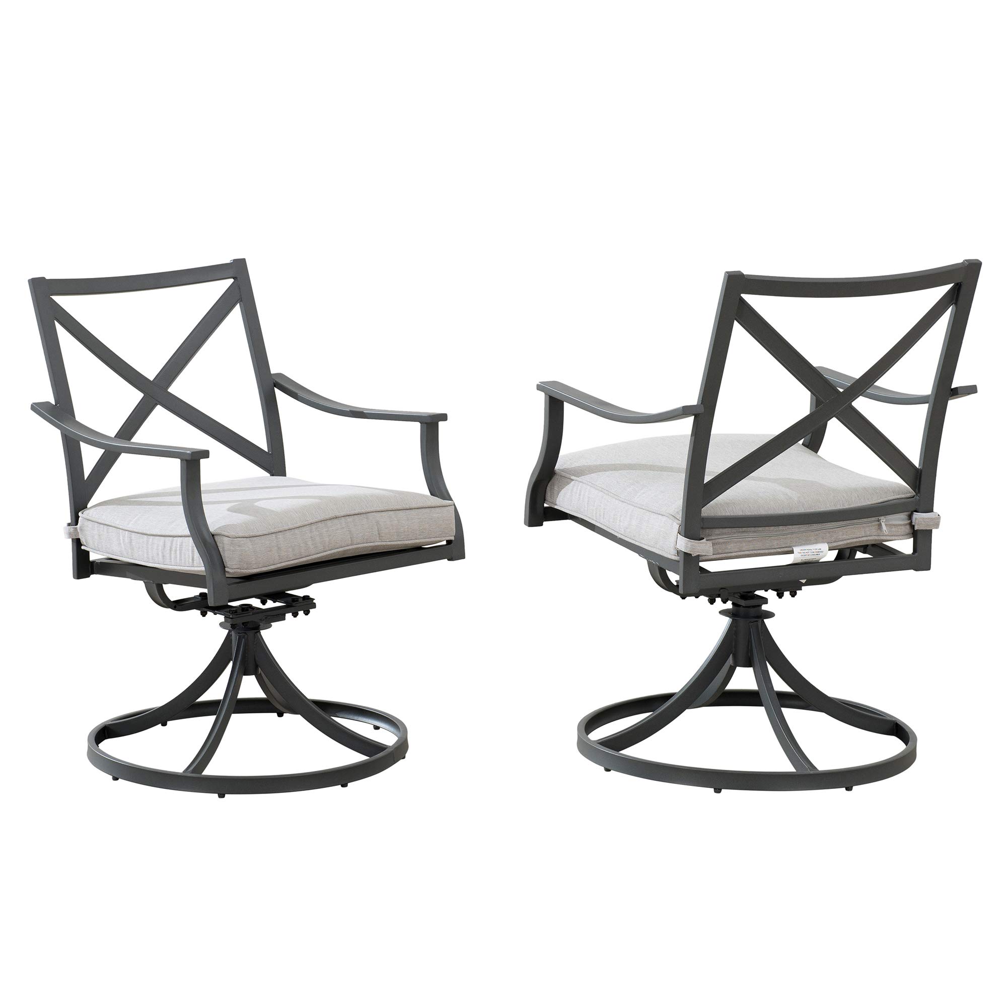 Amazon Brand - Ravenna Home Archer Steel-Framed Outdoor Patio Swivel Dining Chairs, Set of 2, 35"H, Gray