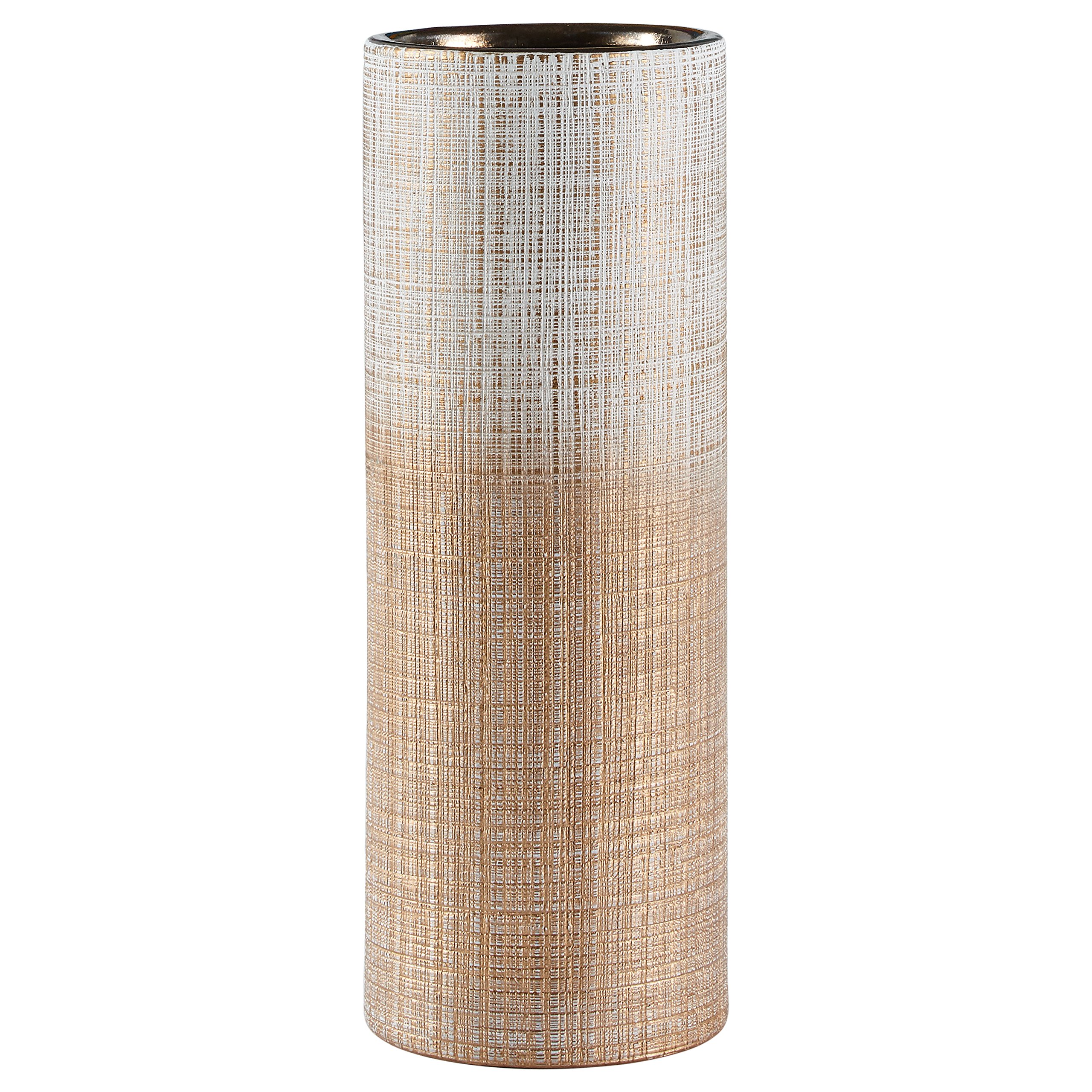 Amazon Brand – Rivet Rustic Stoneware Indoor Outdoor Flower Plant Home Decor Tall Cylinder Vase, 11"H, Bronze