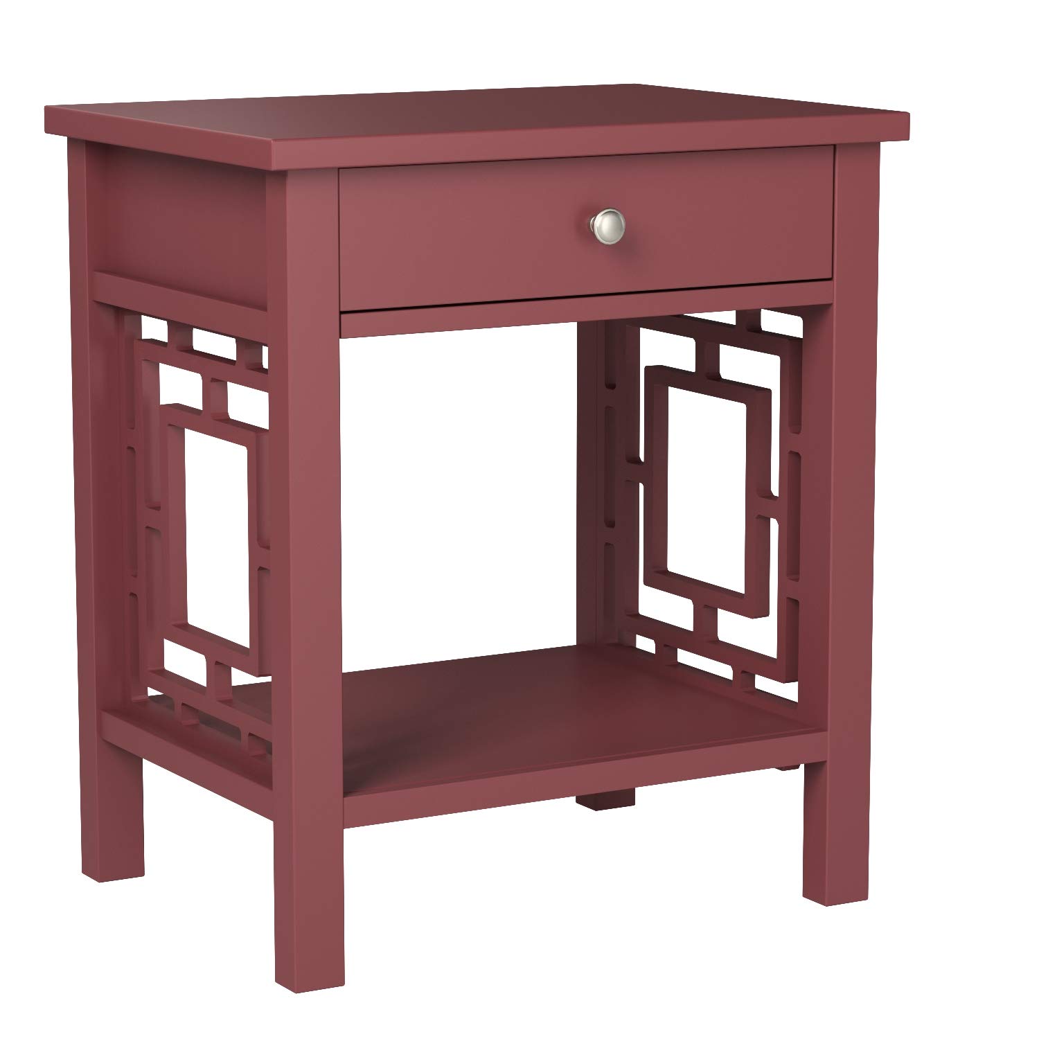 Amazon Brand – Ravenna Home Classic End Table with Side Cutouts, 22"W, Merlot Wood