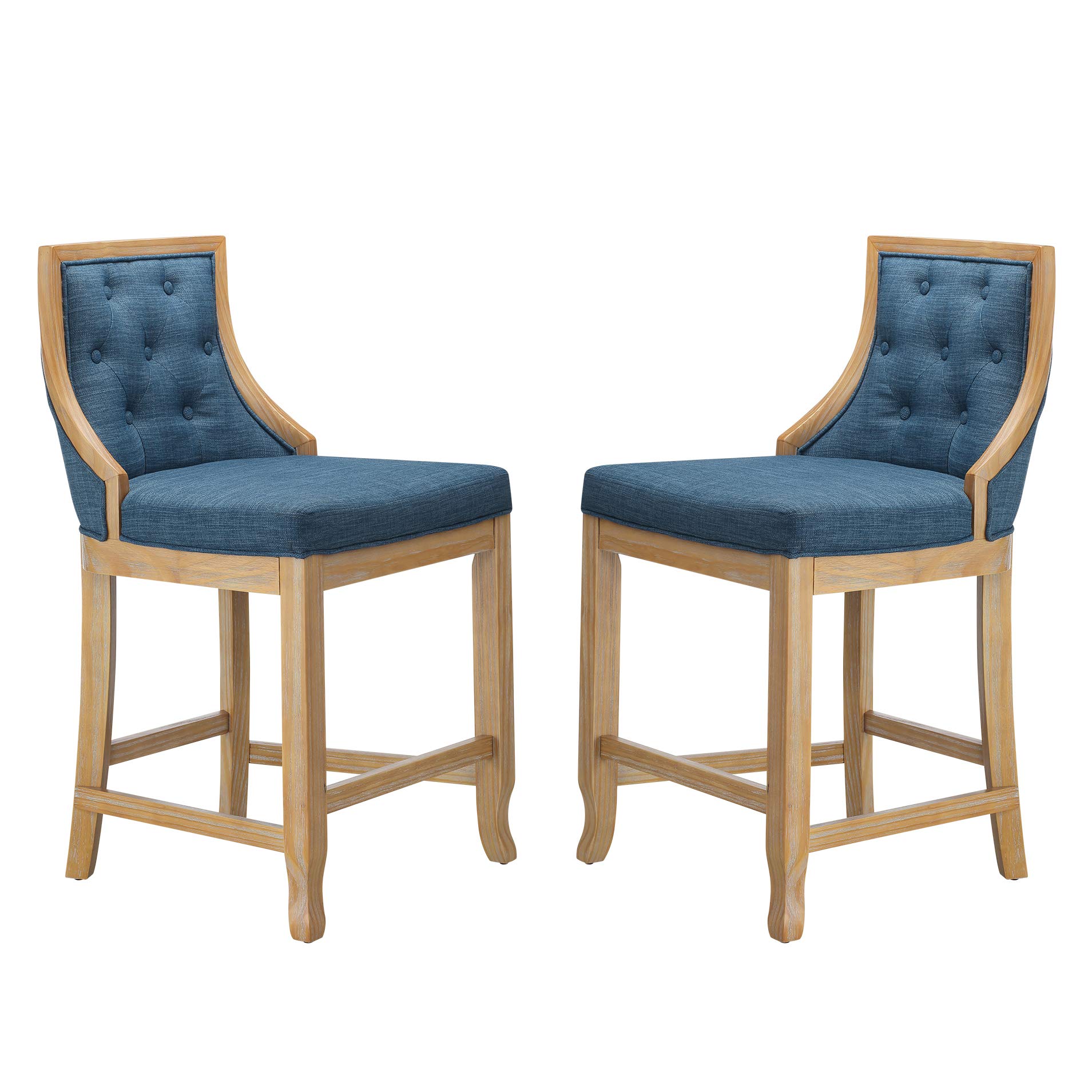 Amazon Brand – Stone & Beam Classic Tufted Counter-Height Barstool, Set of 2, 37.5"H, Navy