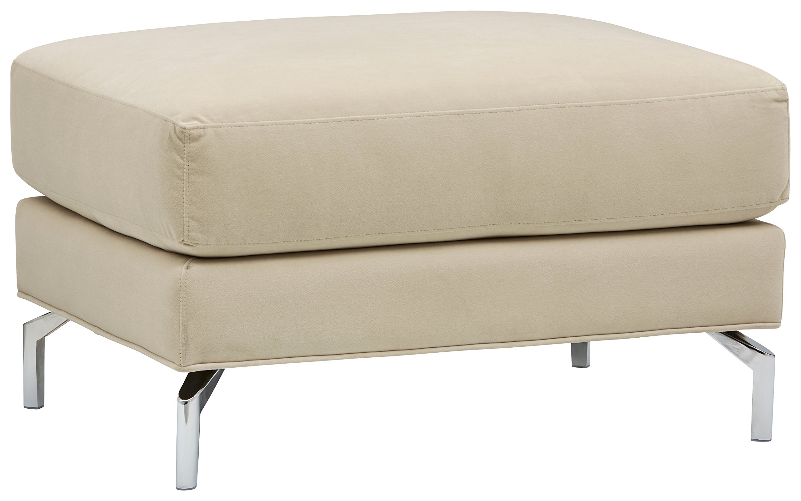 Amazon Brand – Rivet Emerly Modern Ottoman, 33"W, Ecru