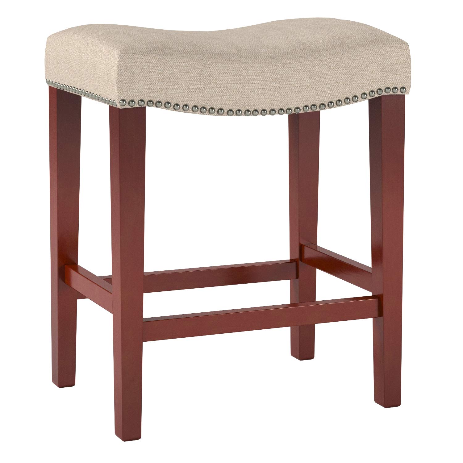 Ravenna Home Faraday Saddle Nailhead Counter Stool, 26"H, Sand