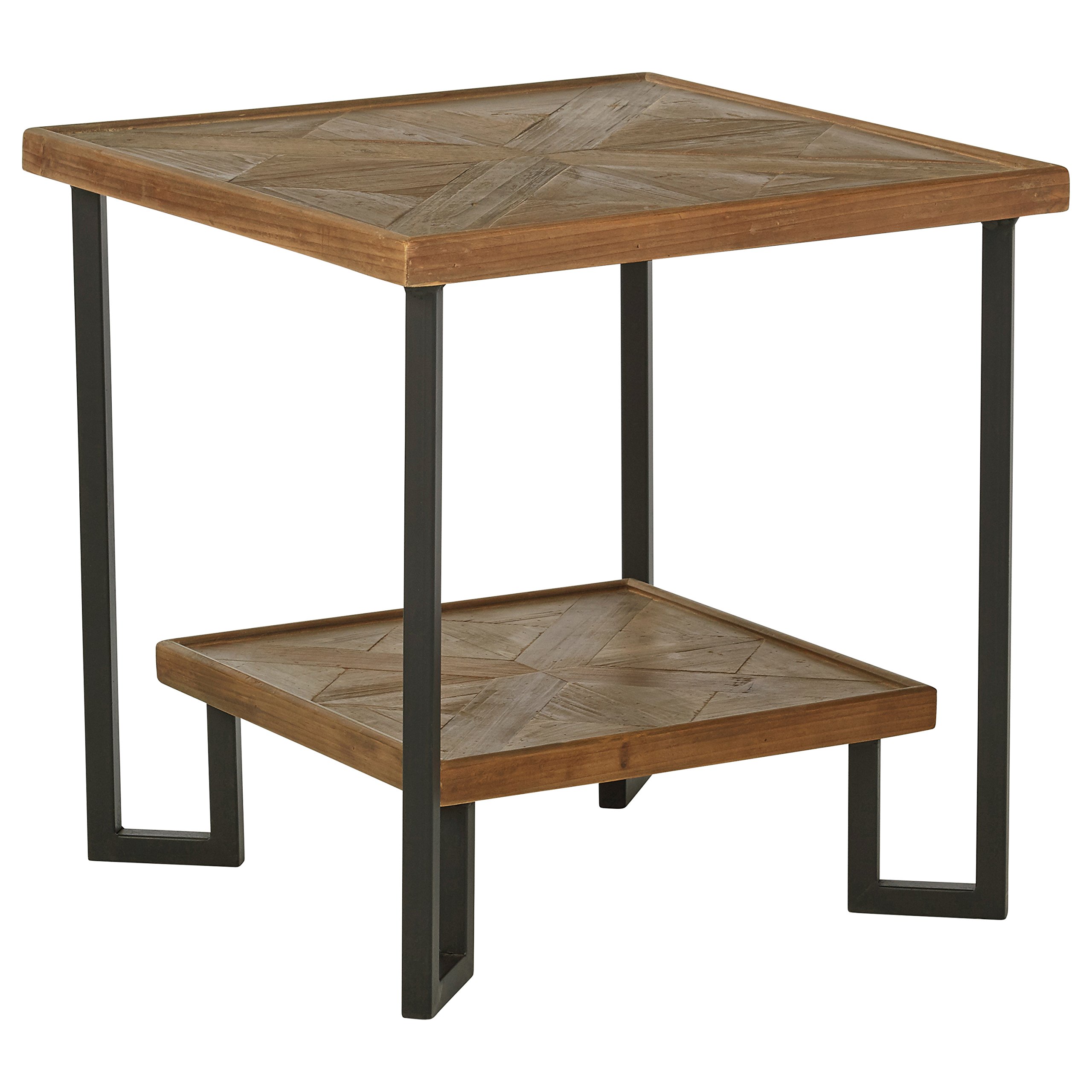Amazon Brand – Stone & Beam Bernice Industrial Reclaimed Fir Wood Side End Table, 20"W, Natural and Black