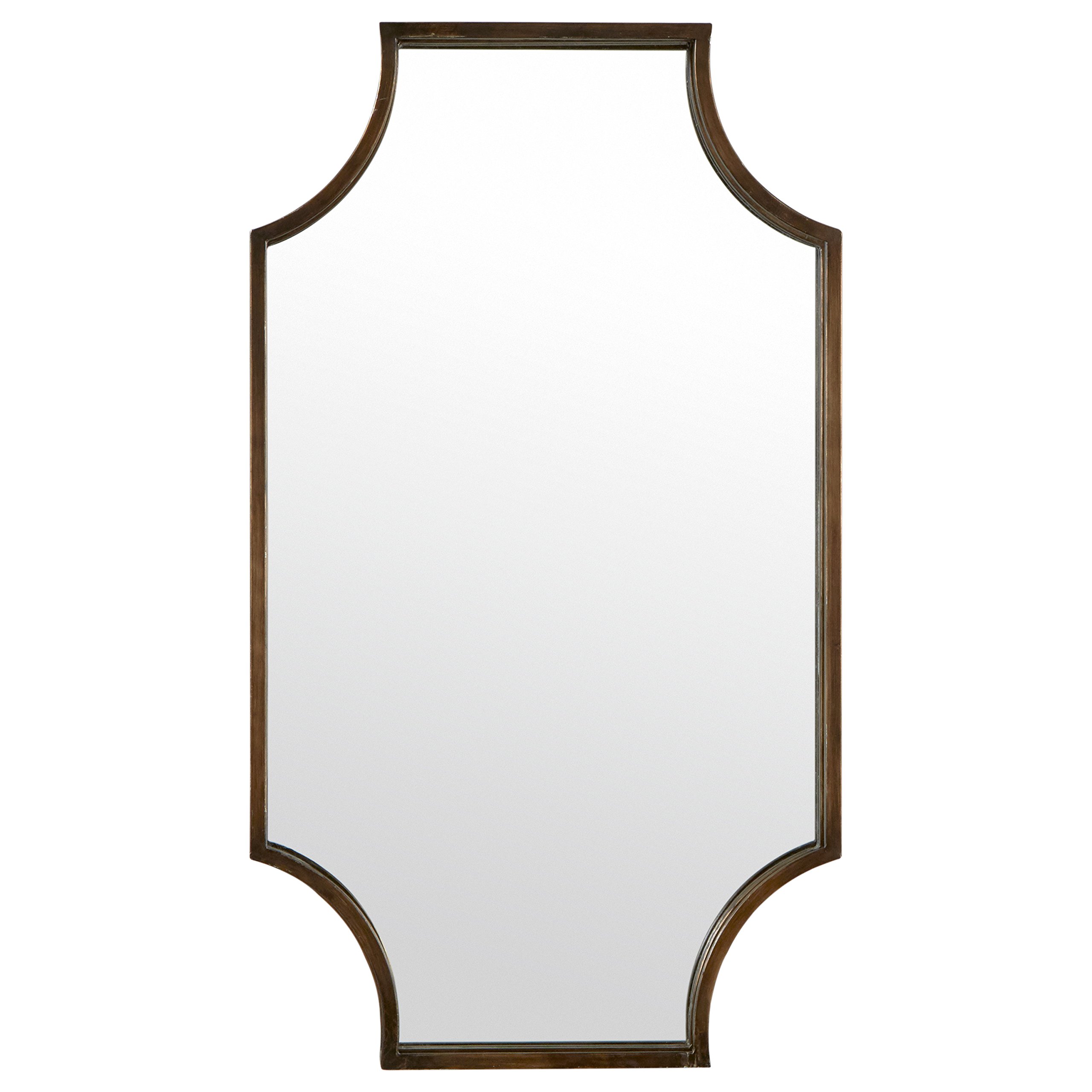 Amazon Brand – Stone & Beam Antique-Style Metal Frame Hanging Wall Mirror Decor, 32 Inch Height, Brown