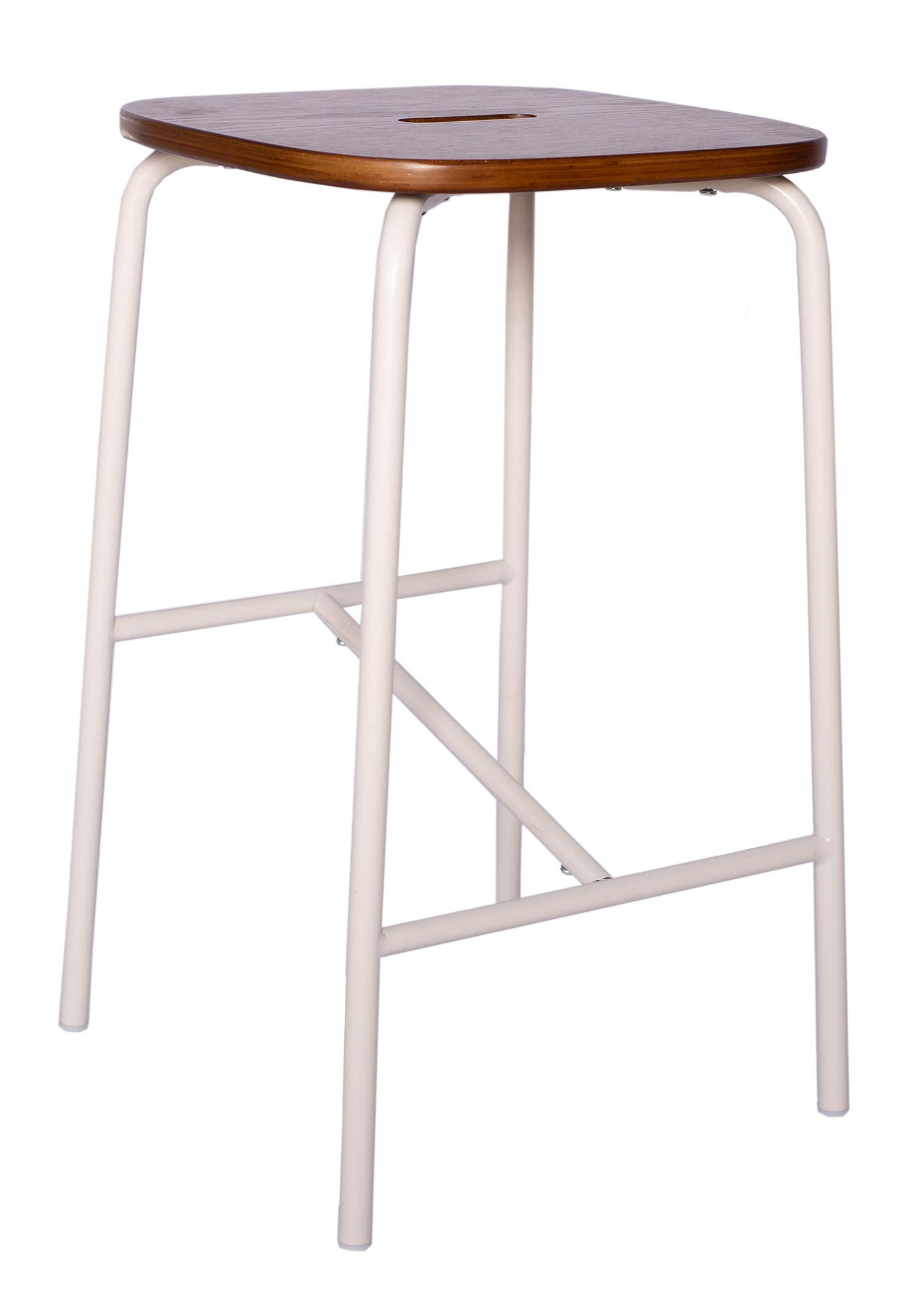 Ravenna Home Caleb Round Bar Stool with Metal Legs, 24" H, 15" W, Set of 2, White