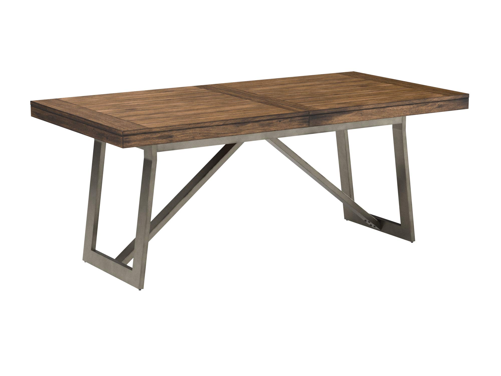 Amazon Brand – Stone & Beam Hughes Casual Wood and Metal Extendable Dining Table, 74-104"L, Brown