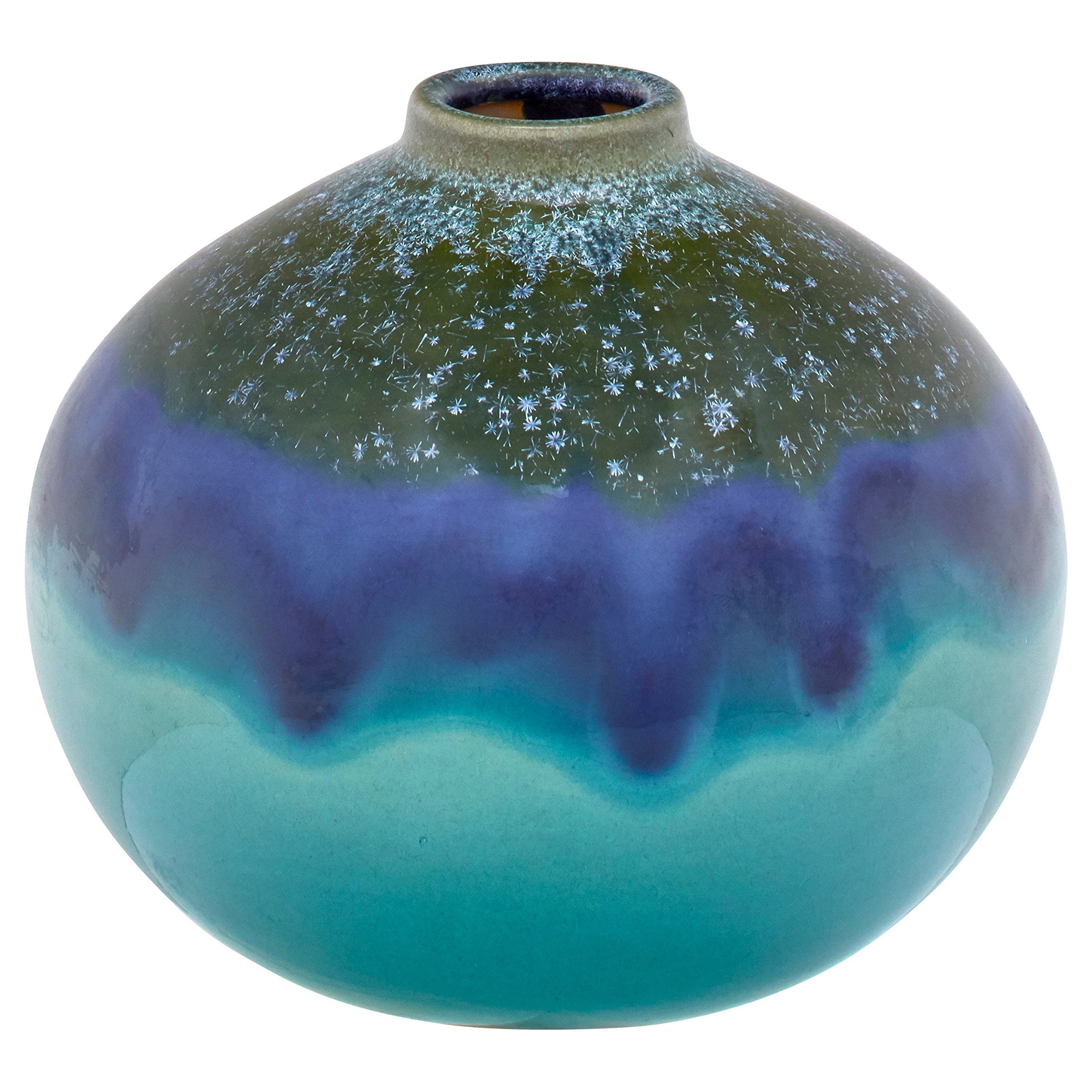 Amazon Brand – Rivet Mid Century Modern Round Ceramic Home Decor Flower Vase - 5 Inch, Blue and Green